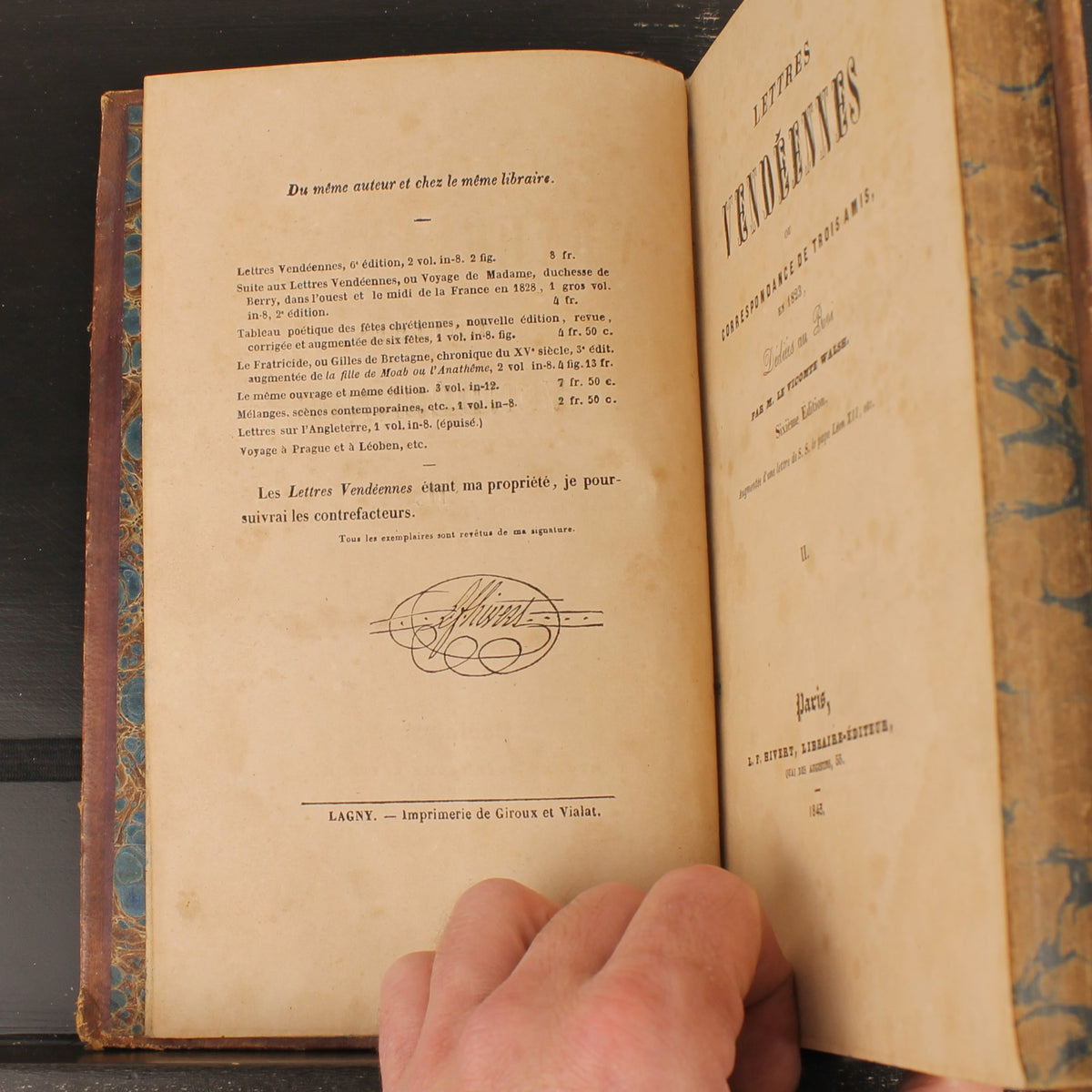 Lettres Vendéennes Deel 2 - Vicomte Walsh - Libraire-Éditeur, Parijs 1843