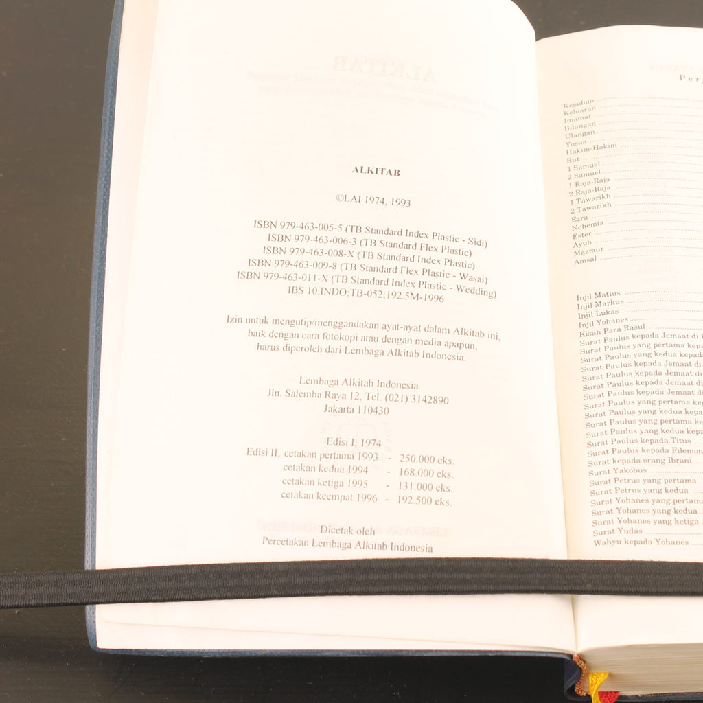 Alkitab – Indonesische Bijbel (LAI, Jakarta 1996) | Goudopdruk & Leeslinten