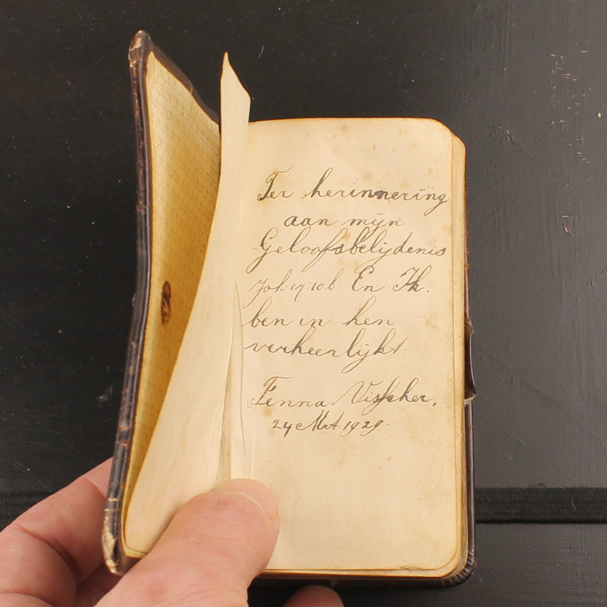 Het Nieuwe Testament - Leren Zakbijbel met Goudsnede - Inscriptie 1929