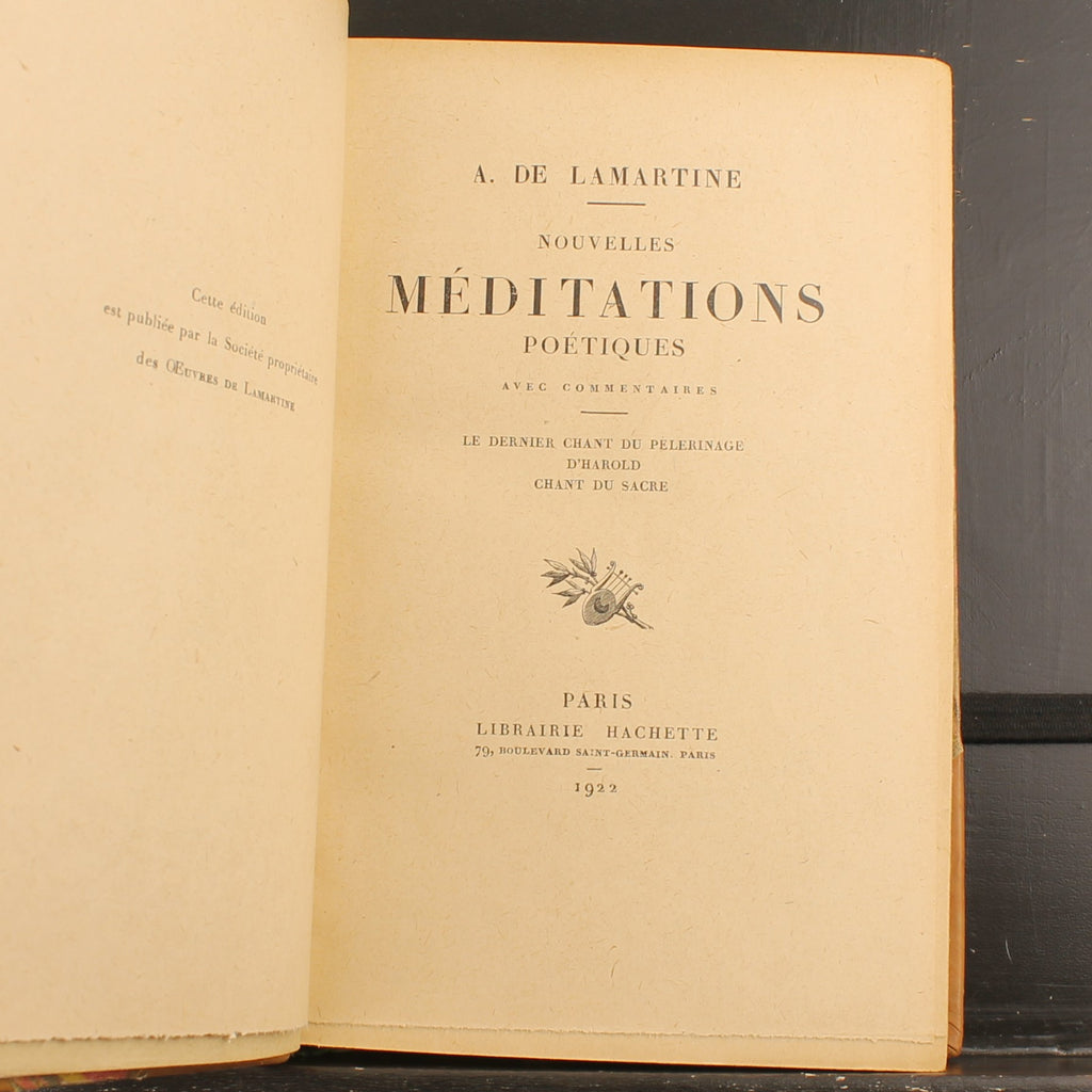 Alphonse de Lamartine - Méditations Poétiques (1922-1924) - Librairie Hachette, Parijs