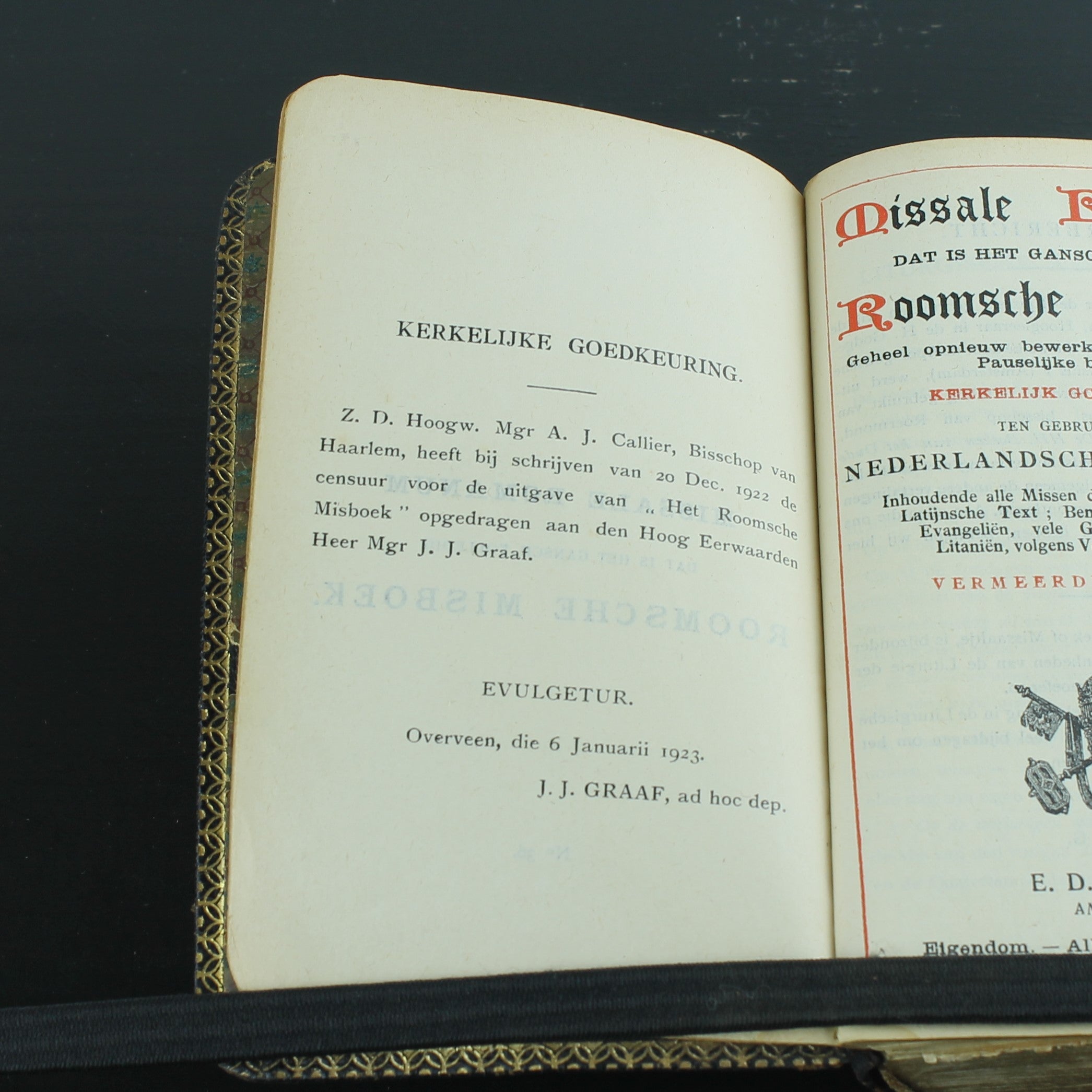 Missale Romanum 1923 – Missel Romain | Reliure en cuir avec tranche dorée