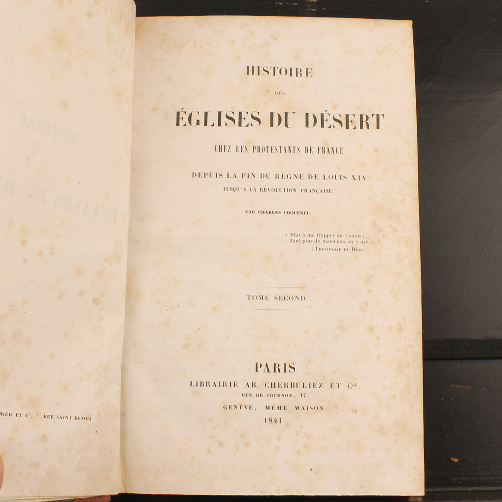 Histoire des Églises du Désert - Charles Coquerel - Eerste editie 1841