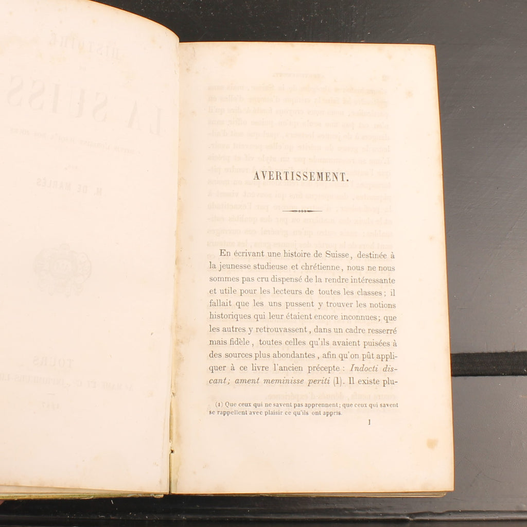 Histoire de la Suisse - M. de Marlès - Ad. Mame et Cie, Tours 1847