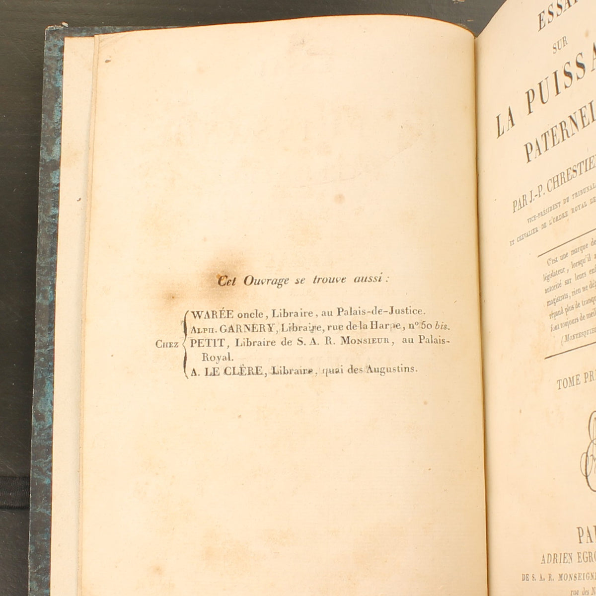 Ensaio sobre o Poder Paternal | Chrestien de Poly | Conjunto Completo de 2 Partes 1820