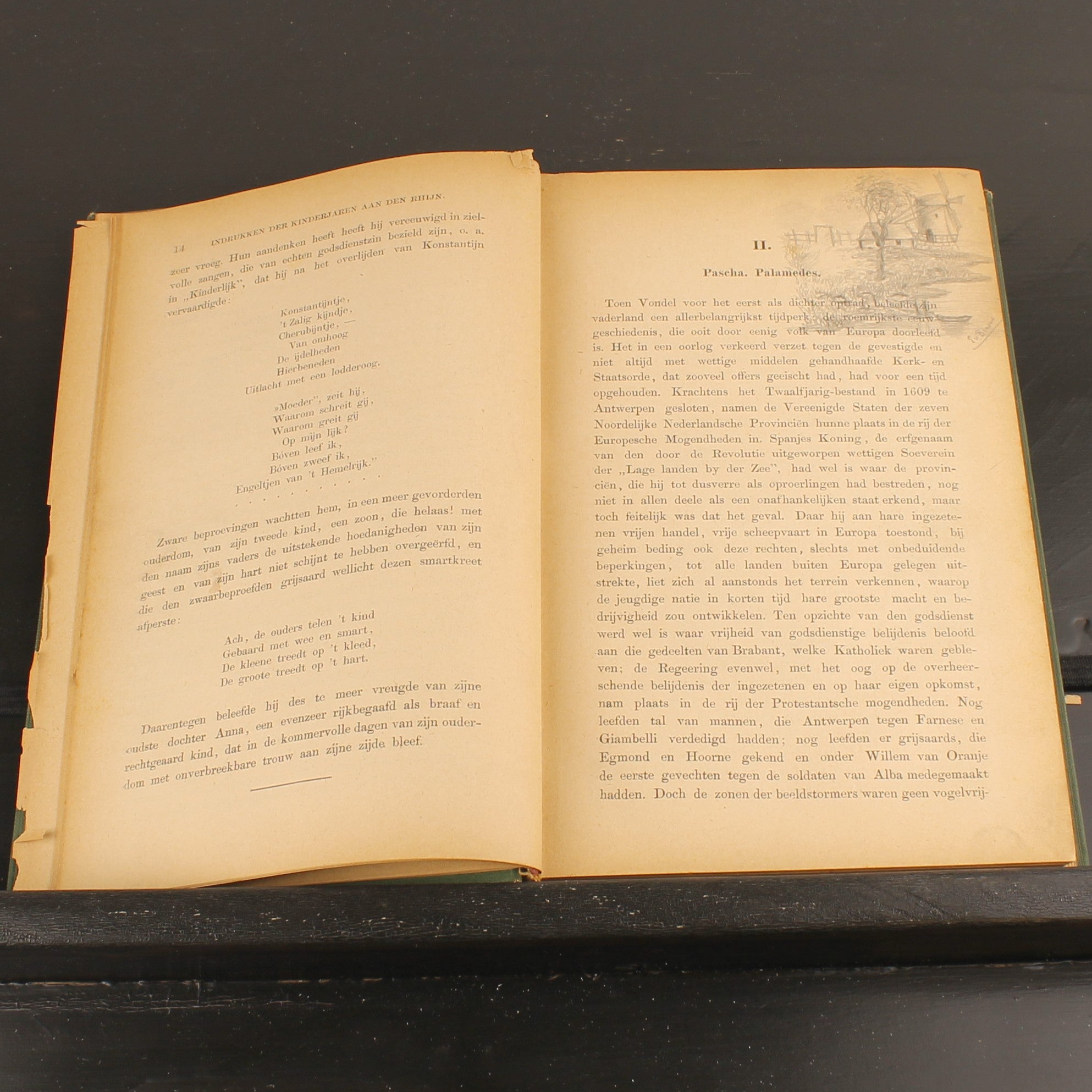 Livre ancien 1886 – Joost van den Vondel – Baumgartner – Avec dessins au crayon signés – Amsterdam