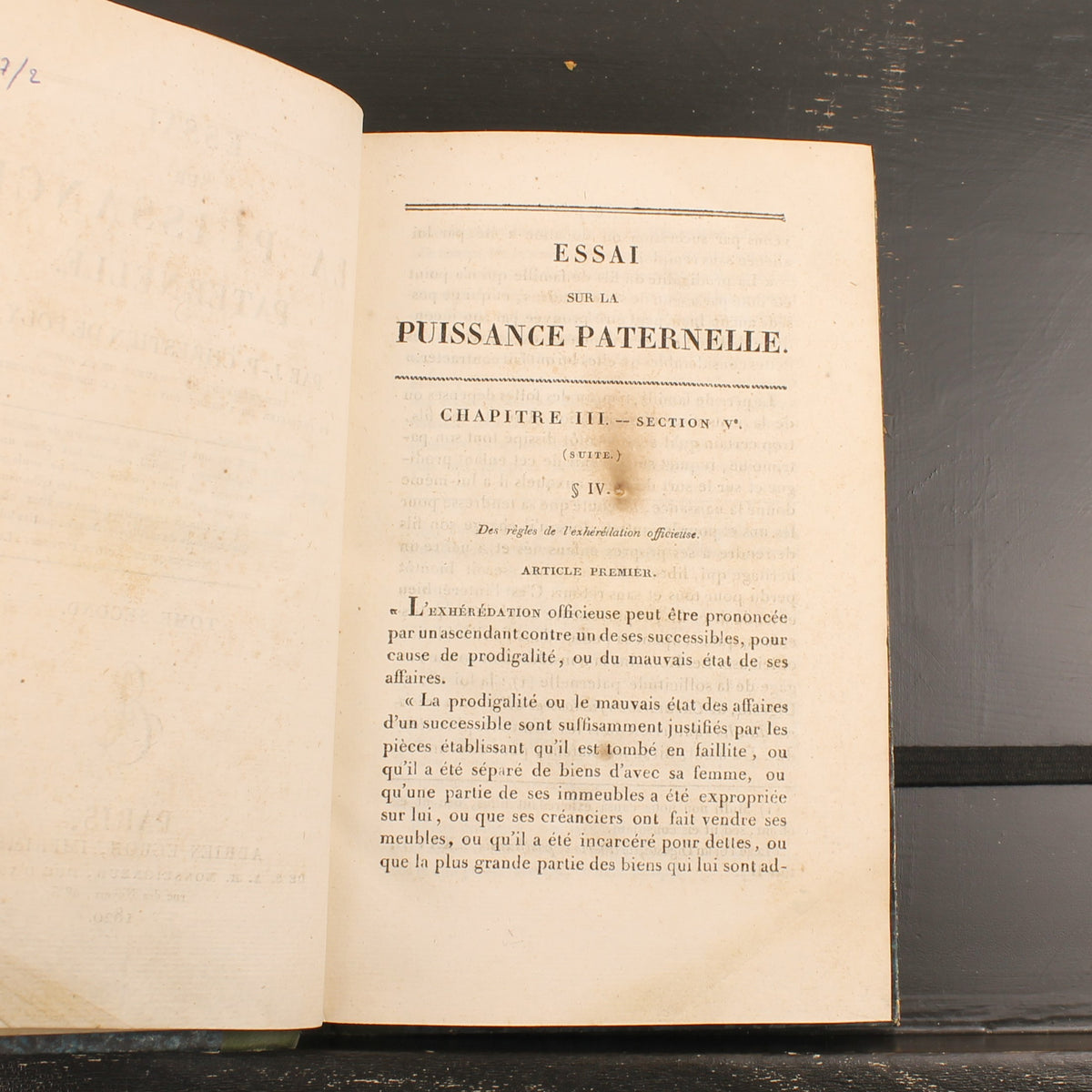 Ensaio sobre o Poder Paternal | Chrestien de Poly | Conjunto Completo de 2 Partes 1820