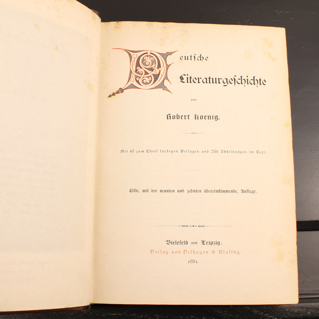 Robert Koenig - Deutsche Literaturgeschichte - Edição de Luxo com 43 Anexos - 1881