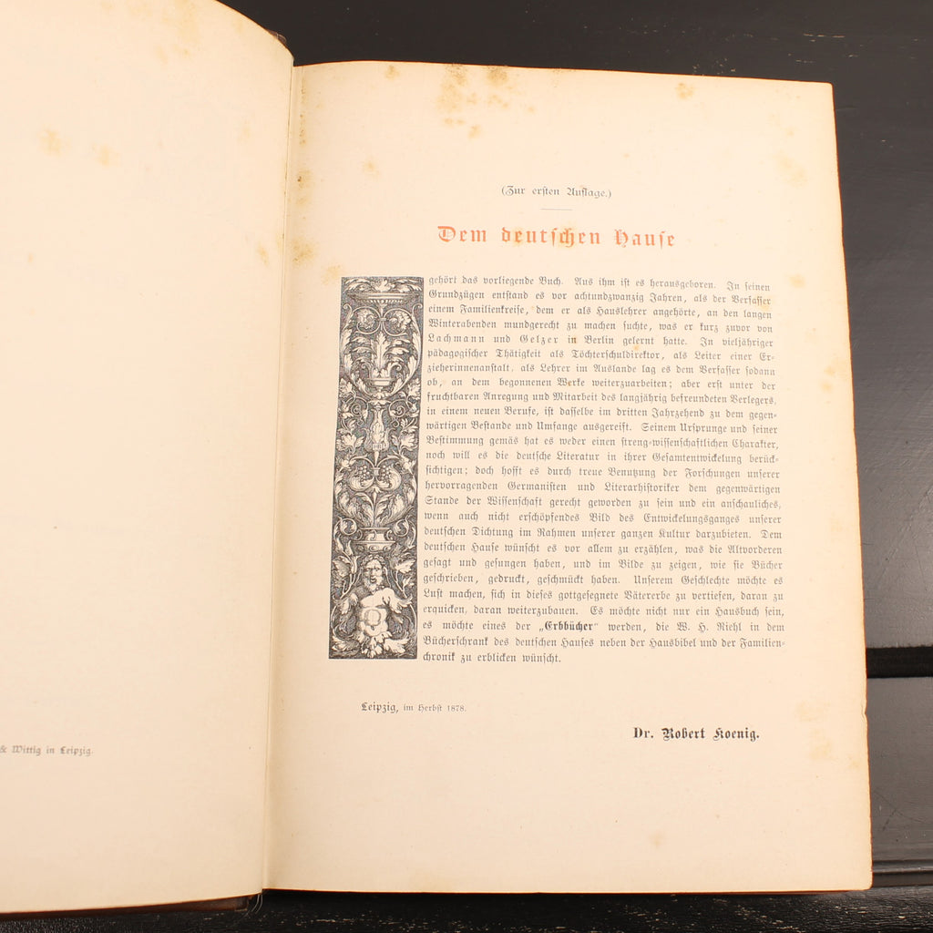Robert Koenig - Deutsche Literaturgeschichte - Edição de Luxo com 43 Anexos - 1881