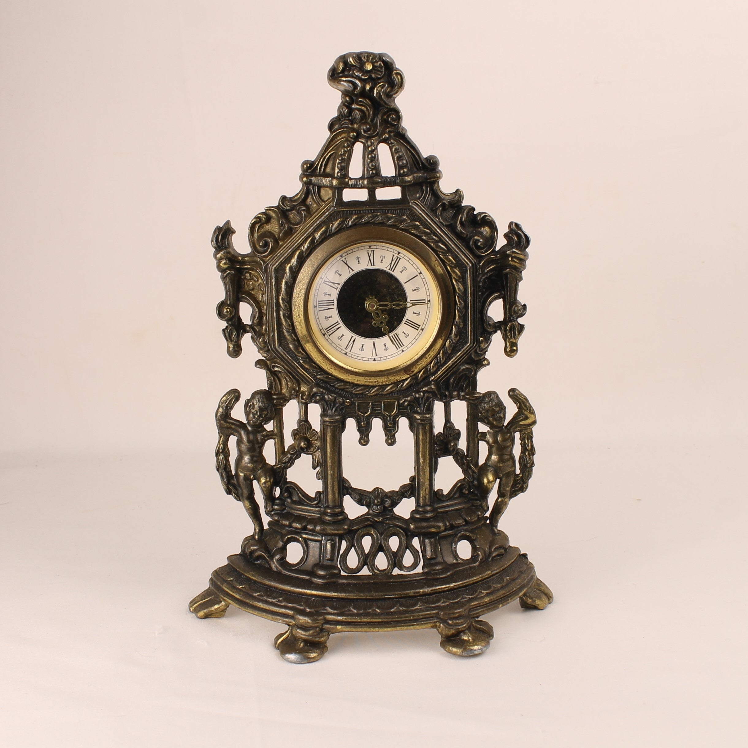 AGDA Art Nouveau Messing Tafelklok – Rijk Gedecoreerde Vintage Klok (Werkt)