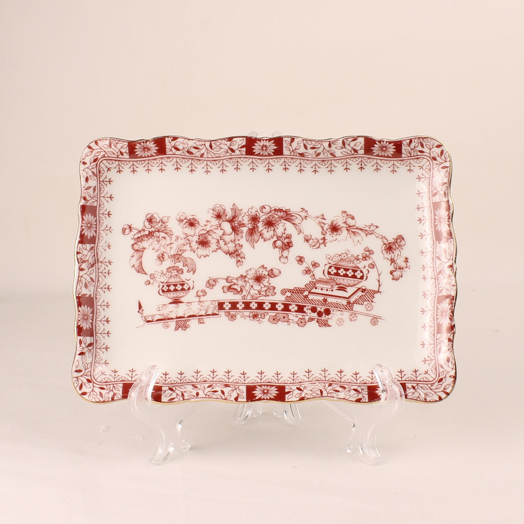 Seltmann Weiden Bavaria | West Duitsland | Porseleinen Serveerschaaltje/Plateau | Rood Transferdecor & Goudrand (18 cm)