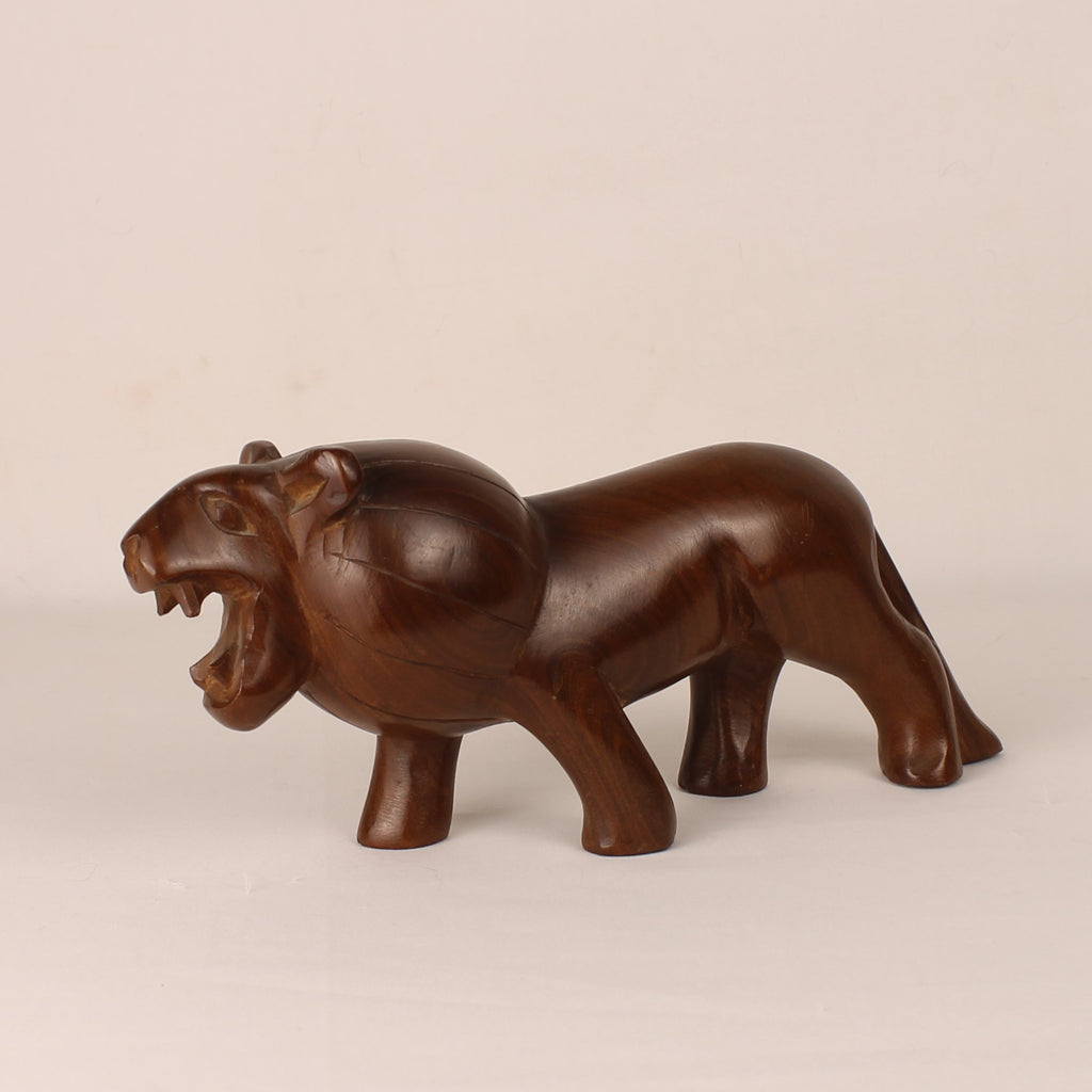 Handgesneden Houten Leeuw - 23cm