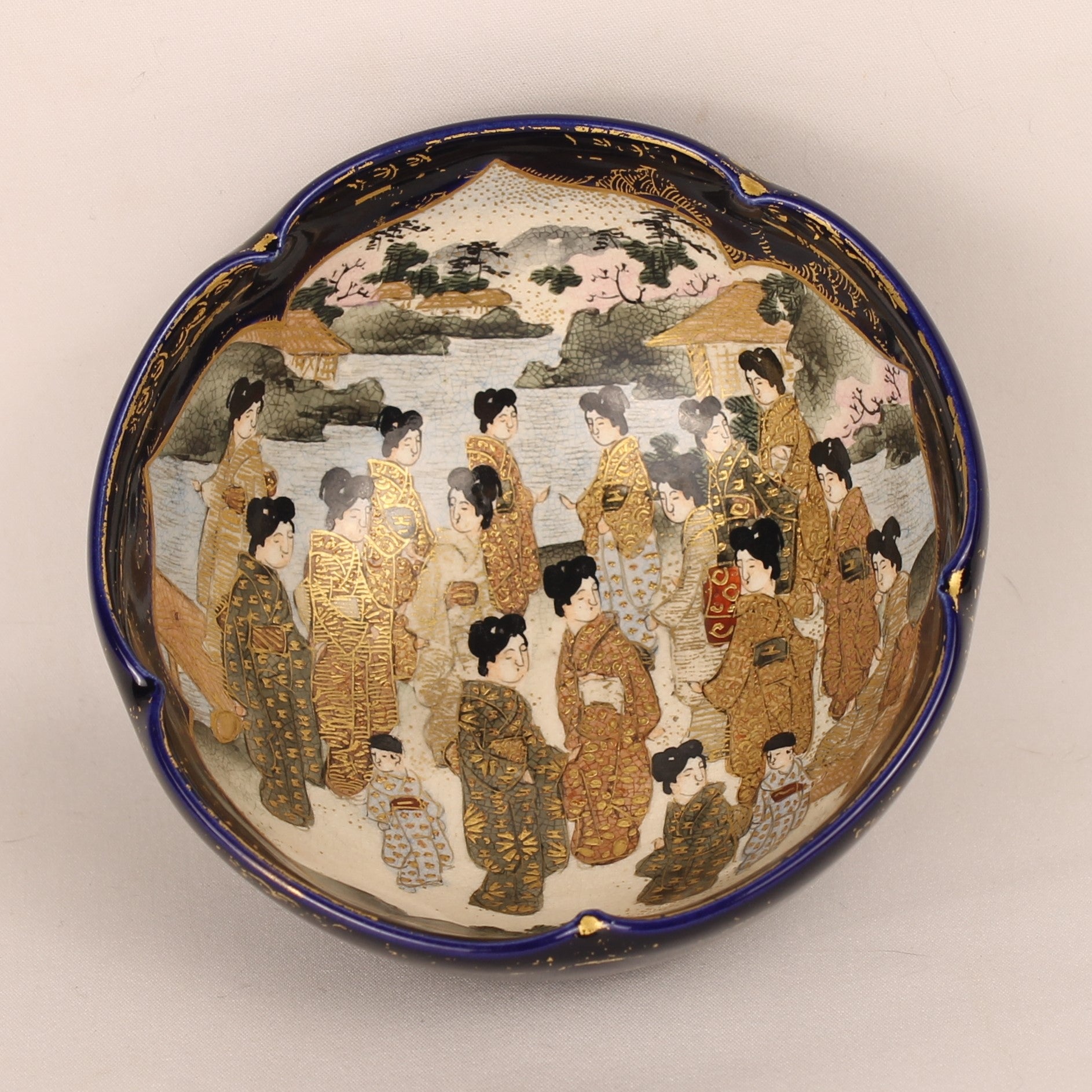 Japanse Satsuma Stijl Schaal – Kobaltblauw & Goud – 11cm