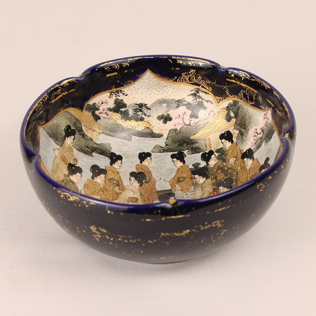 Japanse Satsuma Stijl Schaal – Kobaltblauw & Goud – 11cm