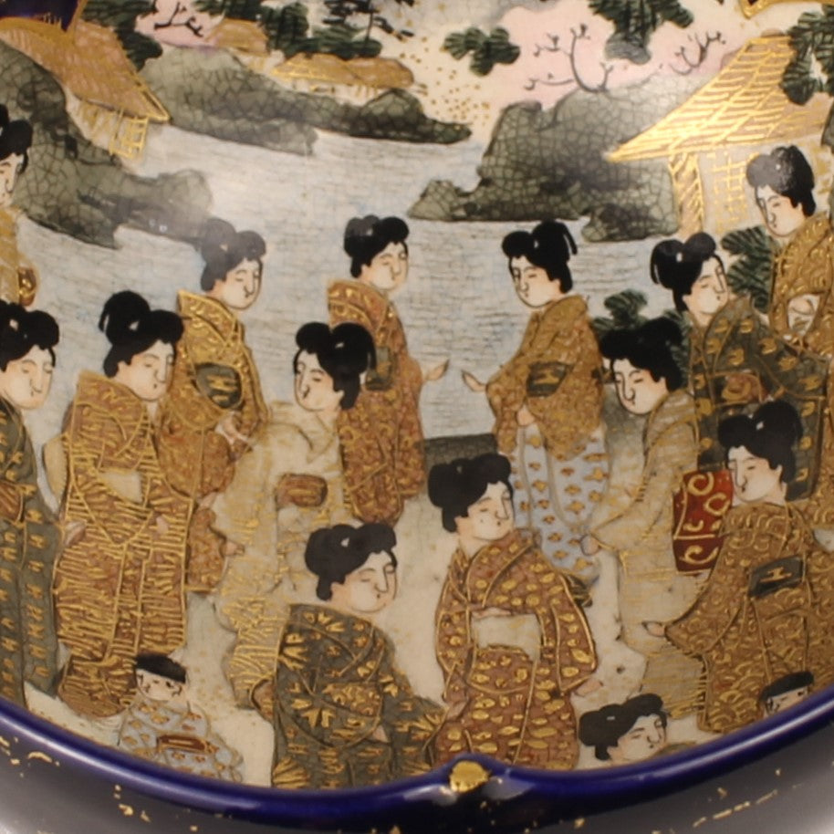 Japanse Satsuma Stijl Schaal – Kobaltblauw & Goud – 11cm