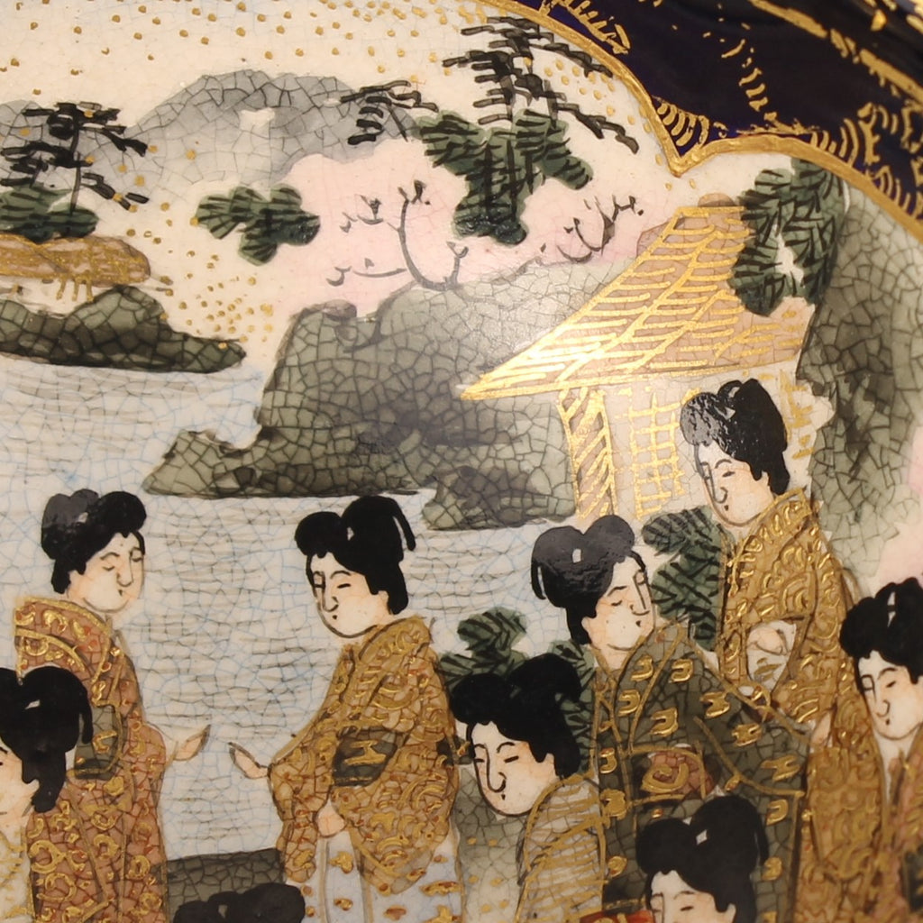 Japanse Satsuma Stijl Schaal – Kobaltblauw & Goud – 11cm