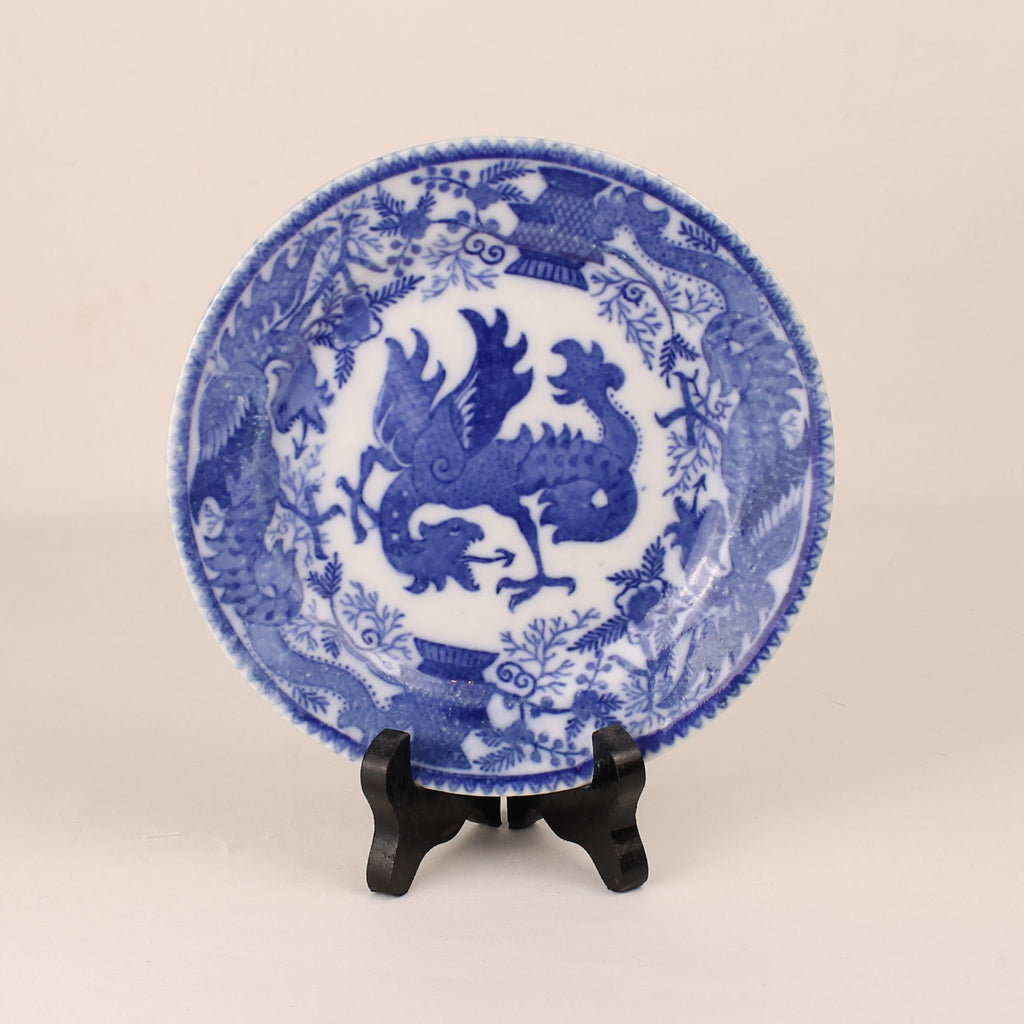 Japans Blauw-Wit Bord met Draakmotief – 15,5 cm