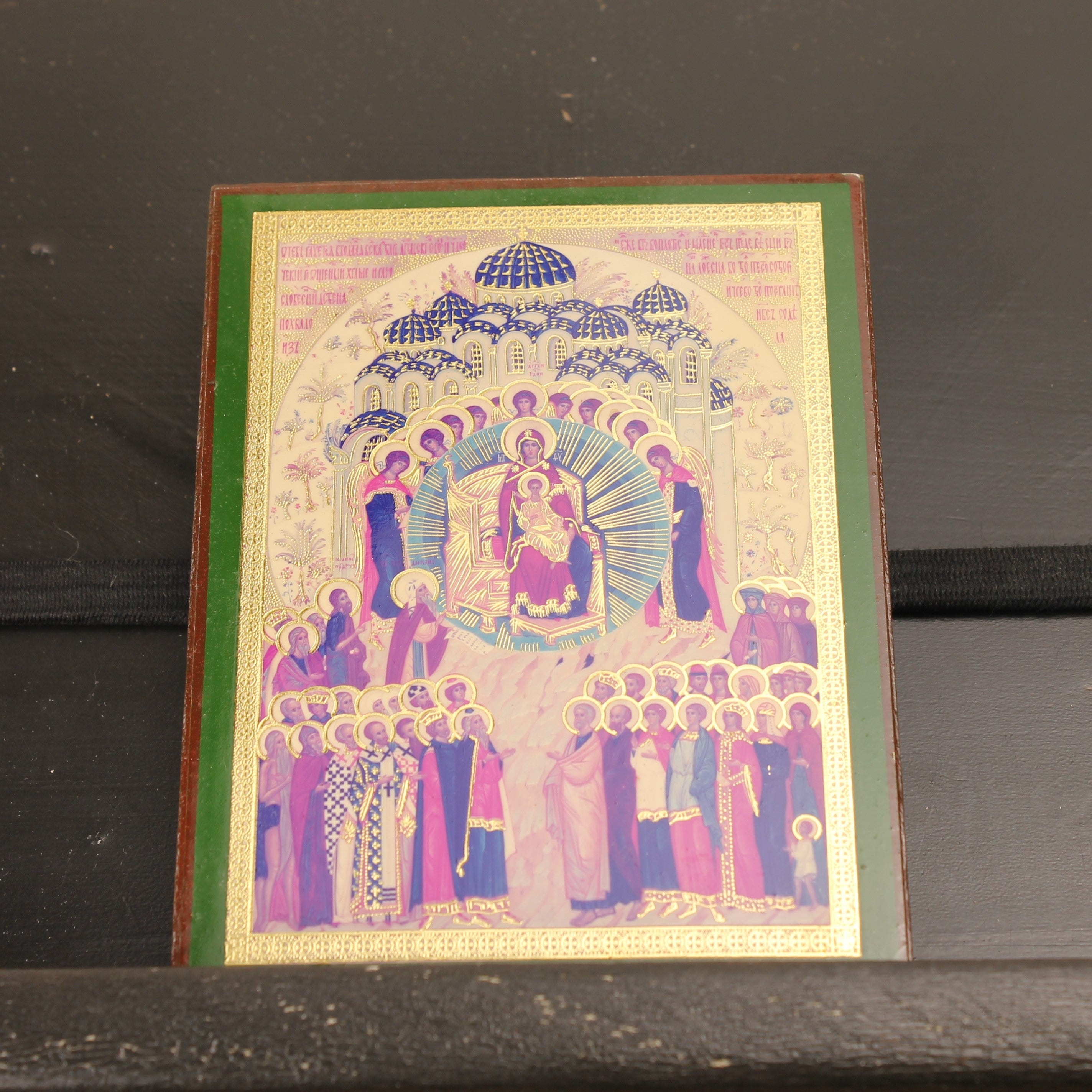 Orthodoxe Icoon op Houten Paneel – Theotokos met Heiligen