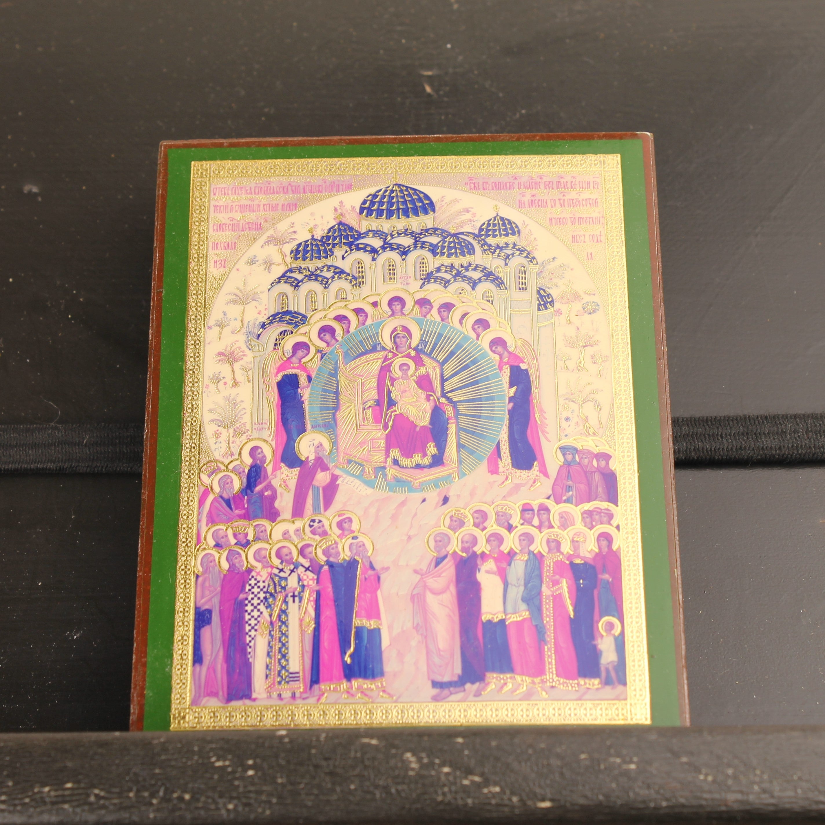 Orthodoxe Icoon op Houten Paneel – Theotokos met Heiligen