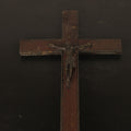 Crucifix en Bois Fin Ancien avec Corpus en Métal Foncé – env. 1880-1920 – 34 cm