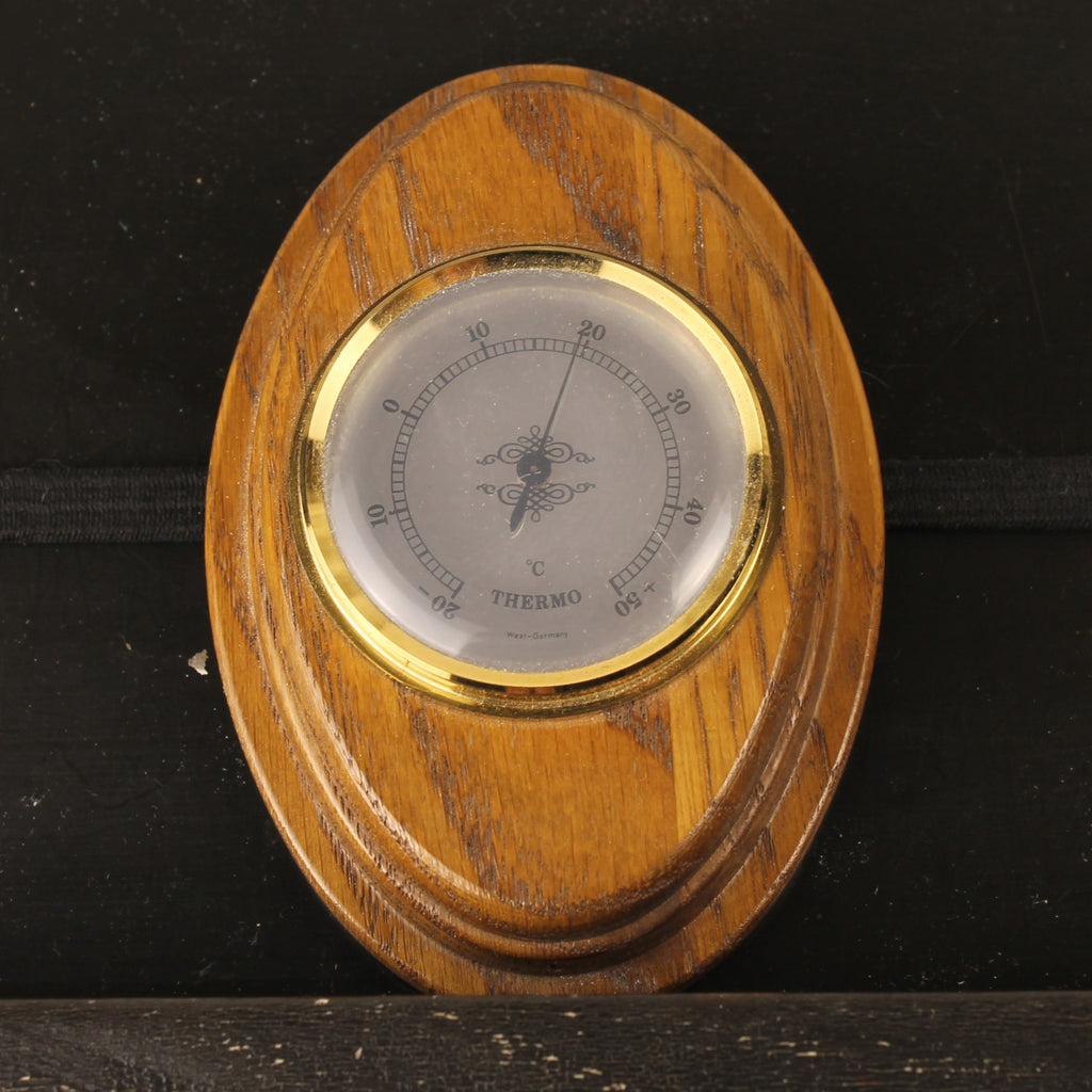 West-Germany Wandthermometer in Ovale Houten Behuizing – Jaren 60/70