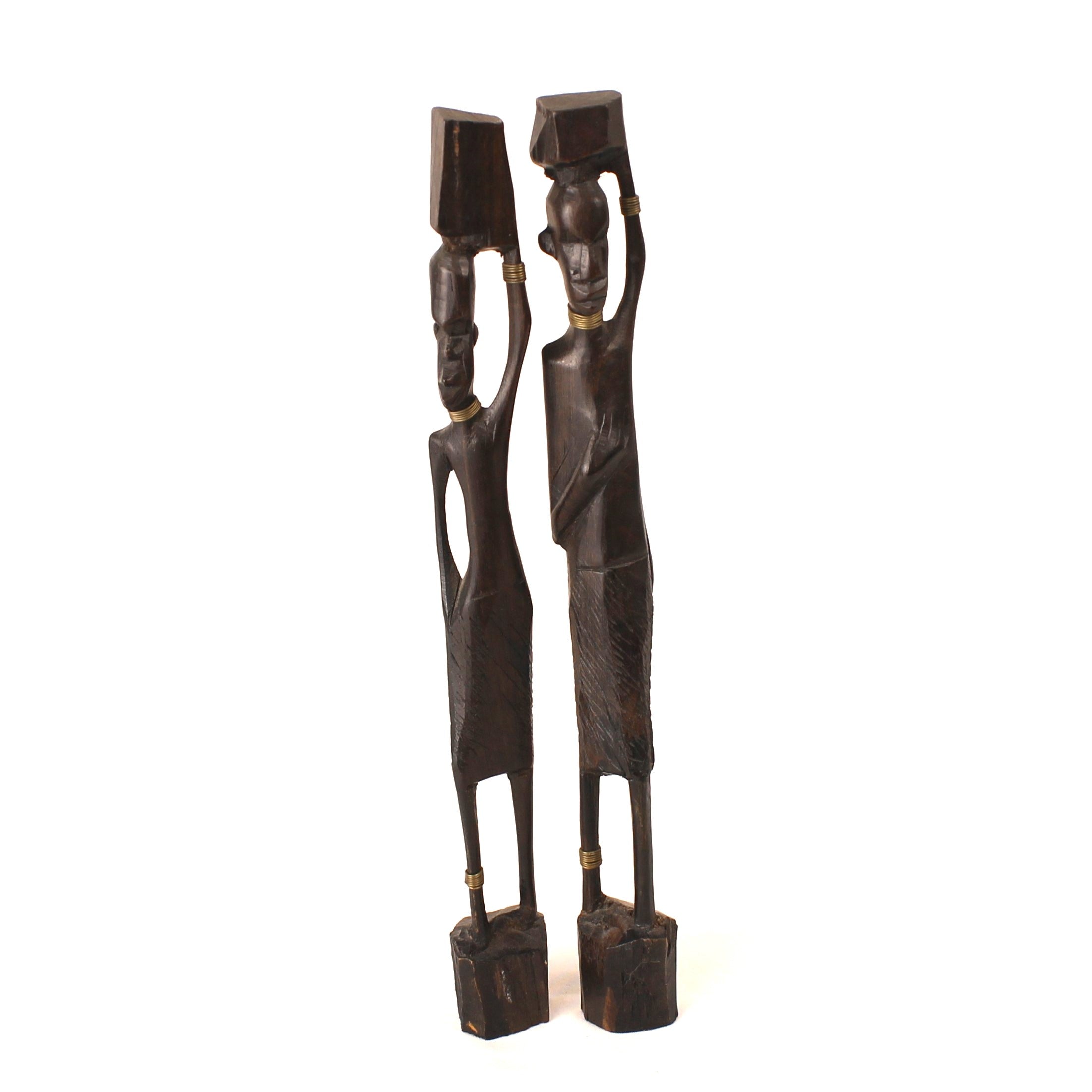 Afrikaanse Houten Beeldjes – Set van 2 – 22 cm