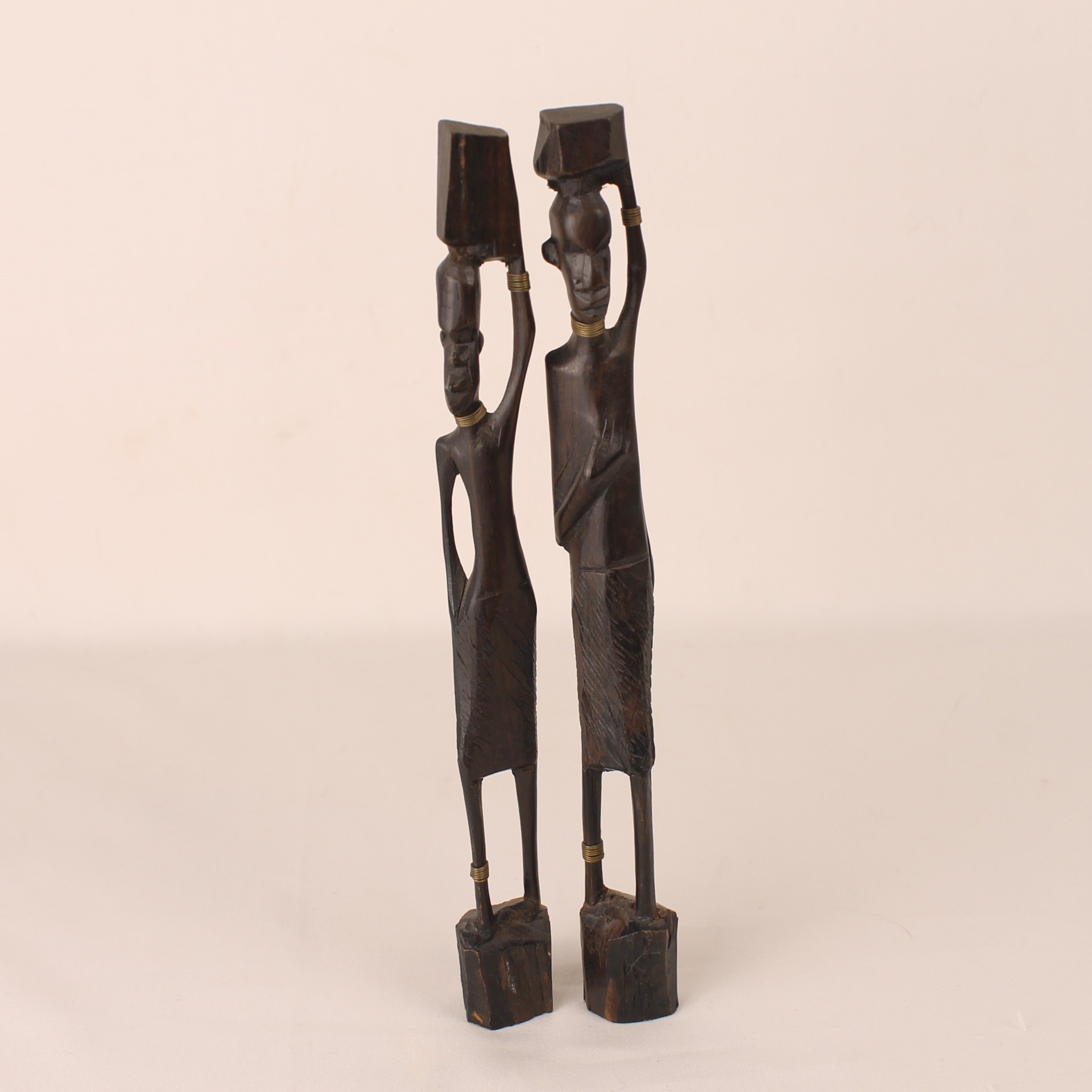 Afrikaanse Houten Beeldjes – Set van 2 – 22 cm