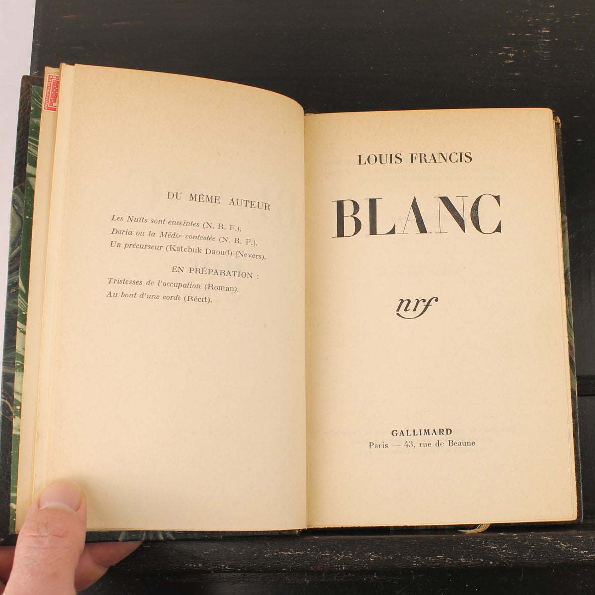 Louis Francis – Blanc | Gallimard 1934 | Genummerd 27/220 | Halfleren Band