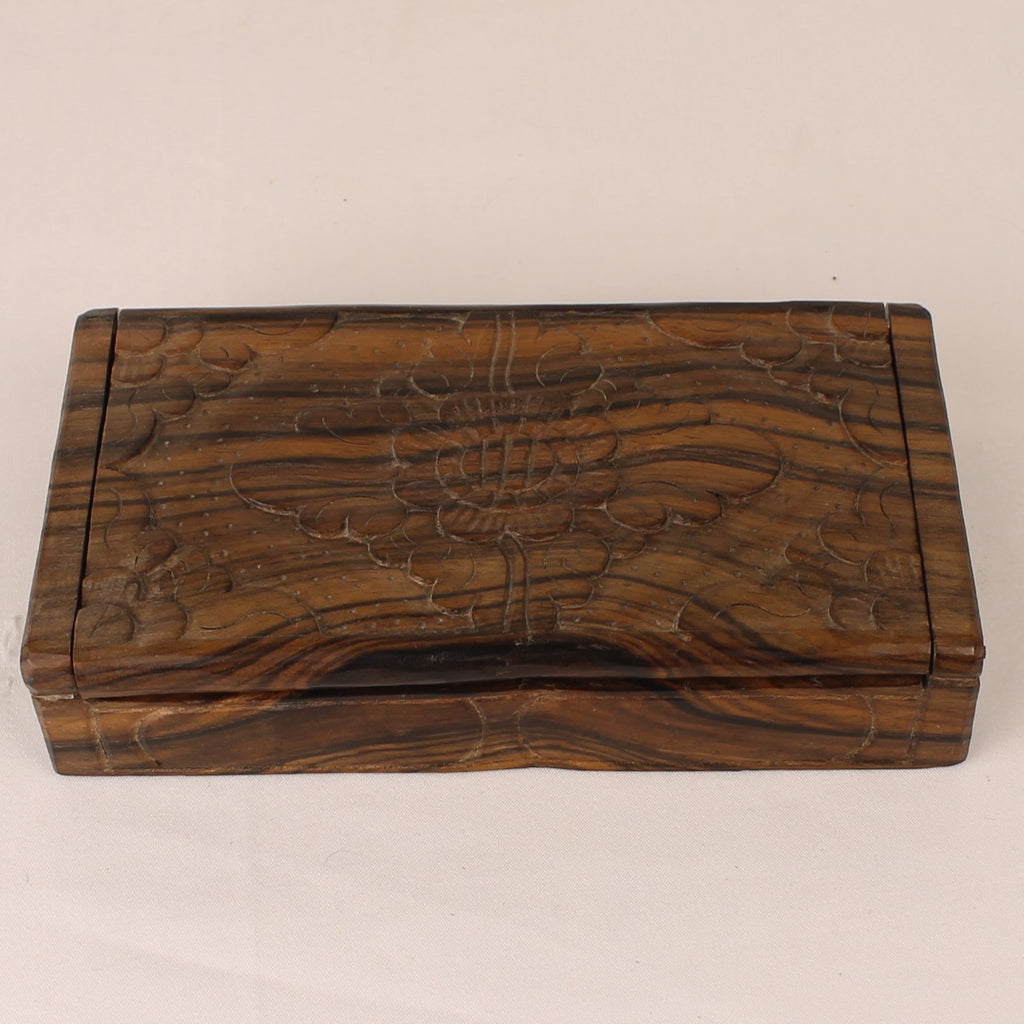 Handgesneden Houten Bak Met Deksel – Indonesisch Florale Carving
