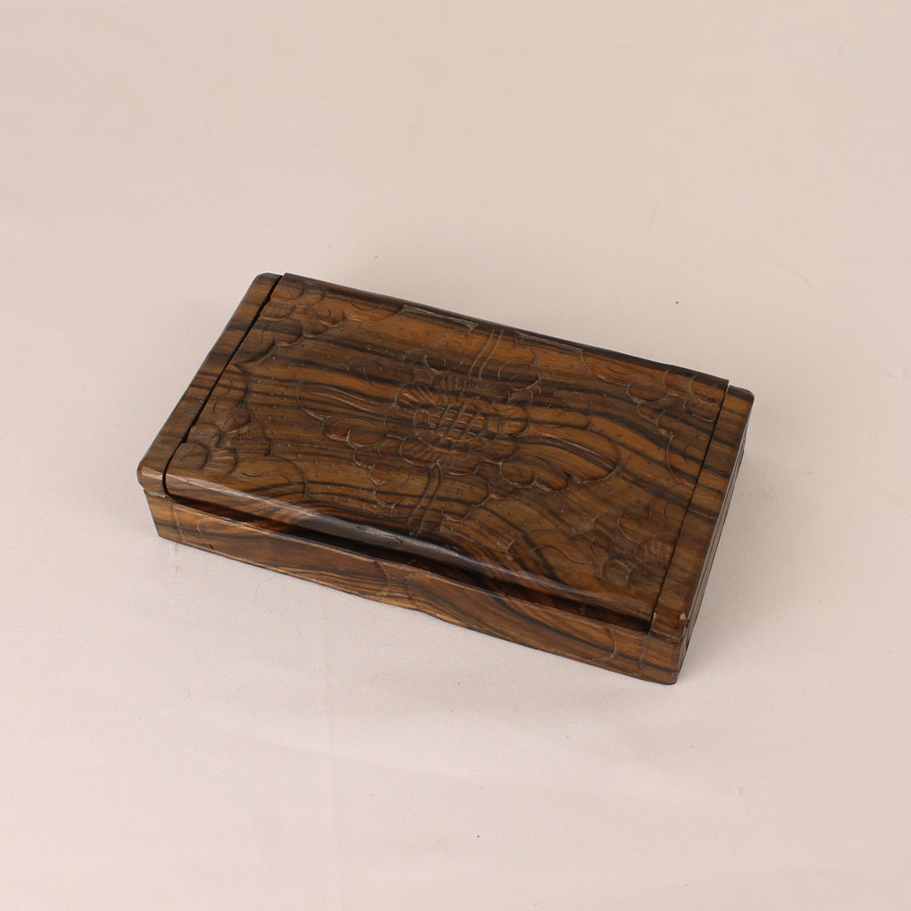 Handgesneden Houten Bak Met Deksel – Indonesisch Florale Carving