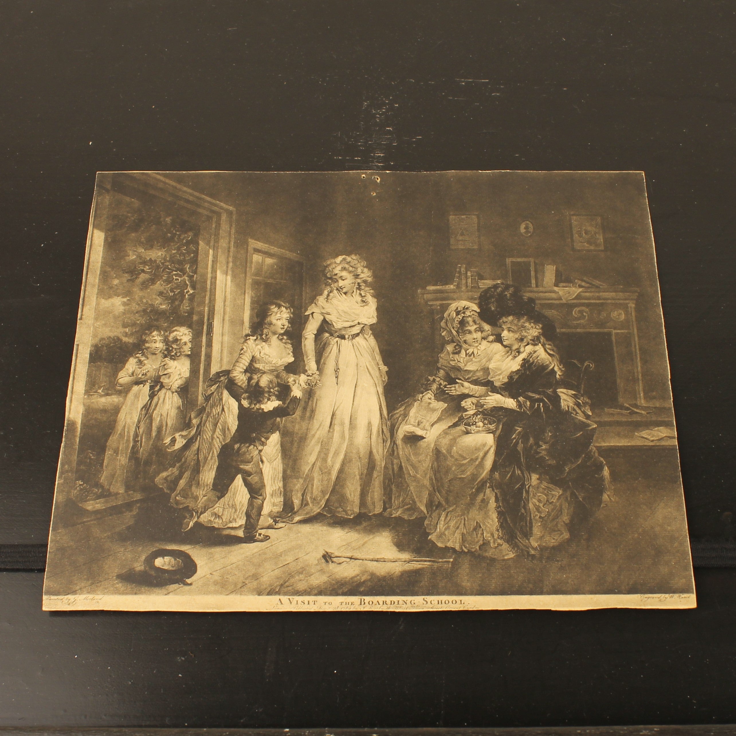 Original Mezzotint "A Visit to the Boarding-School" – W. Ward after G. Morland – London 1789