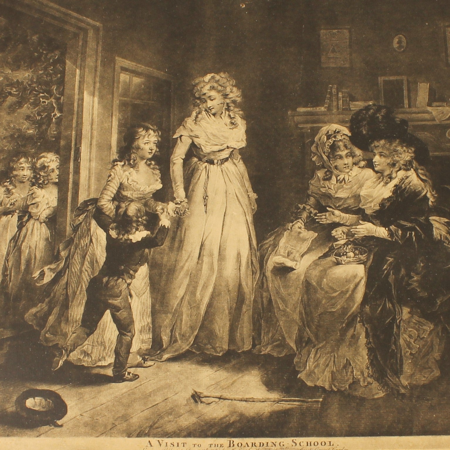 Original Mezzotint "A Visit to the Boarding-School" – W. Ward after G. Morland – London 1789