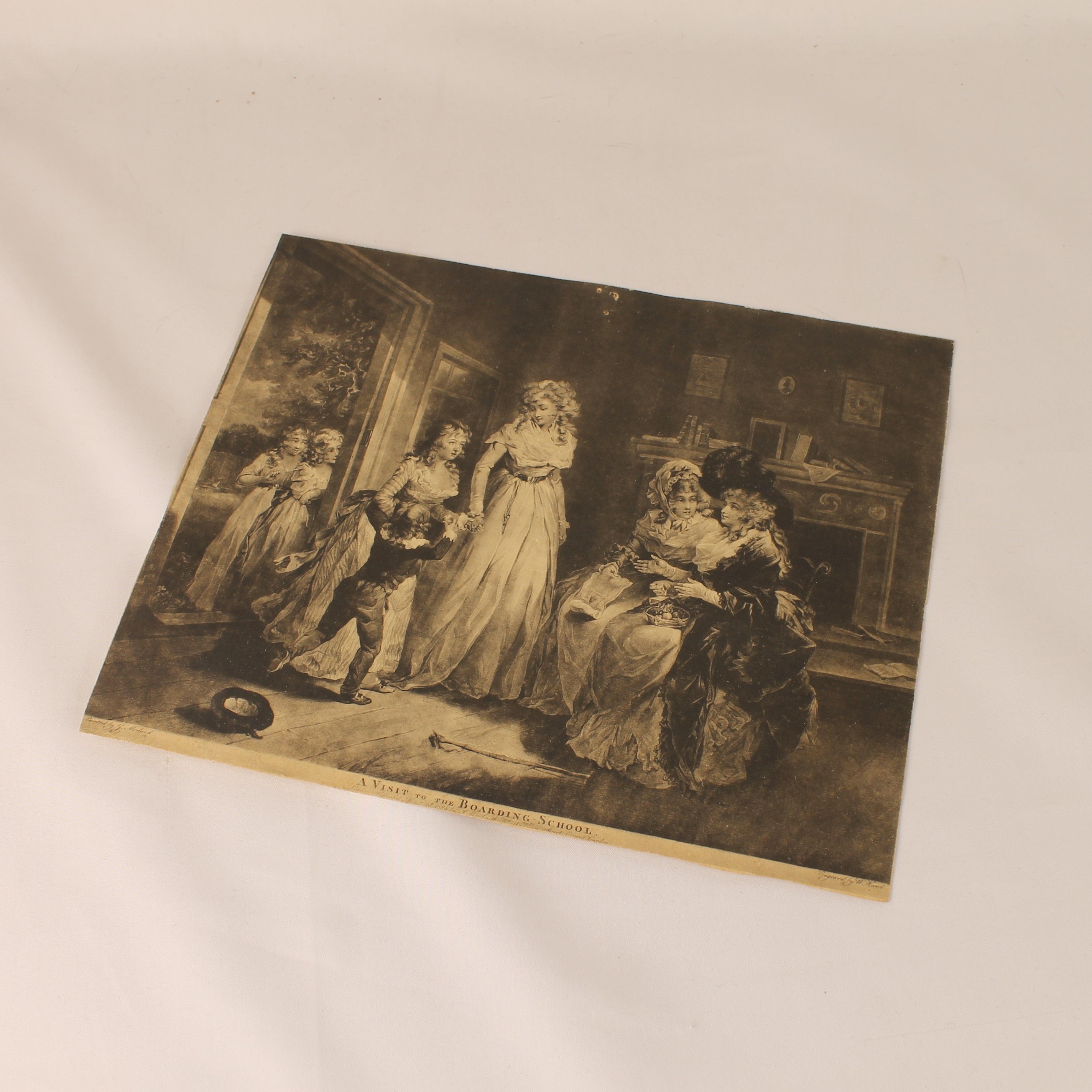 Original Mezzotint "A Visit to the Boarding-School" – W. Ward after G. Morland – London 1789