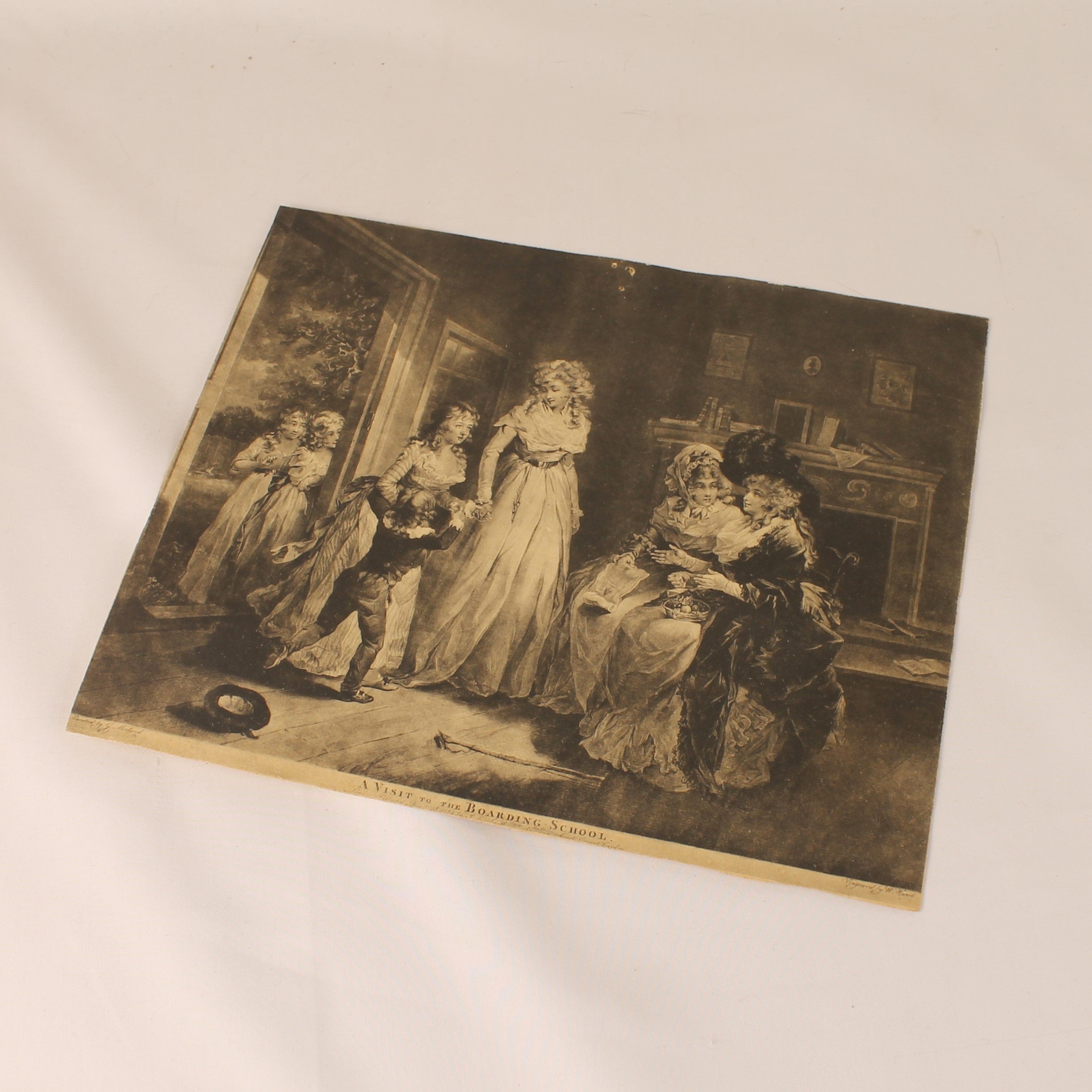 Original Mezzotint "A Visit to the Boarding-School" – W. Ward after G. Morland – London 1789