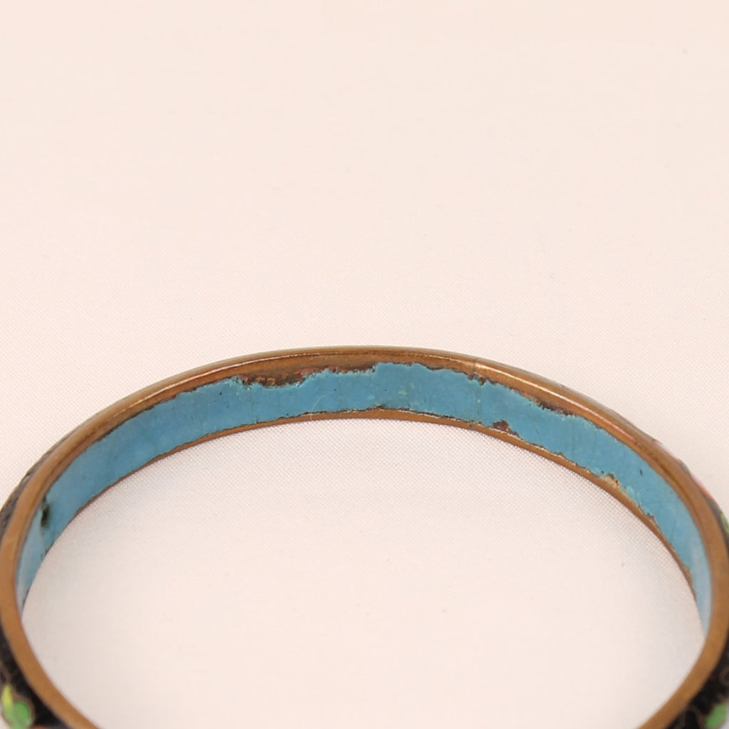 Chinese Cloisonné Armband – Zwart Emaille met Bloemen