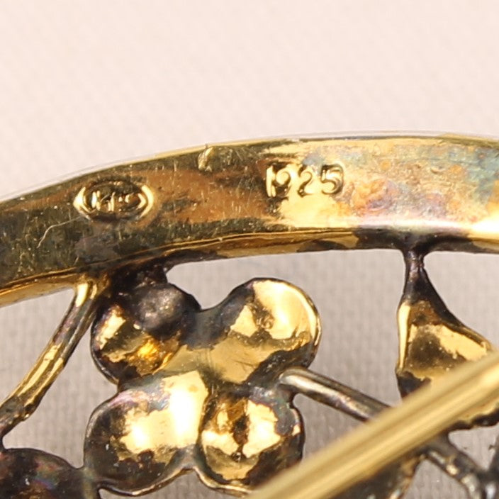 Zilveren (925) Markasiet Broche – Florale Art Deco Stijl – ca. 1930–1950