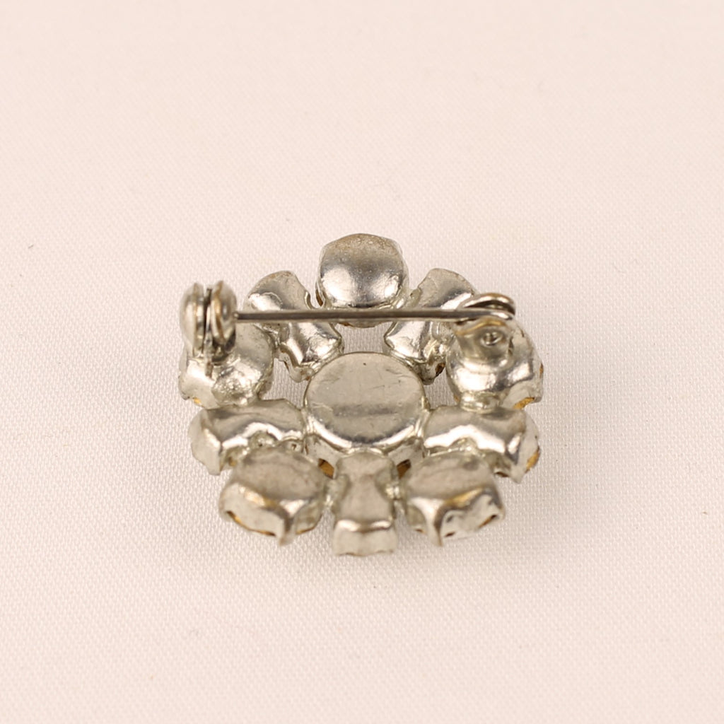 Zilverkleurige Strass Cluster Broche – ca. 1945–1960