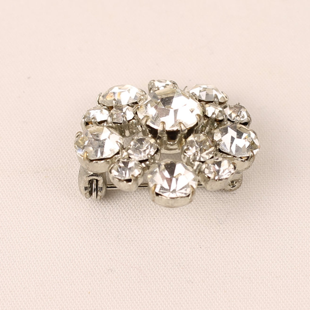 Zilverkleurige Strass Cluster Broche – ca. 1945–1960