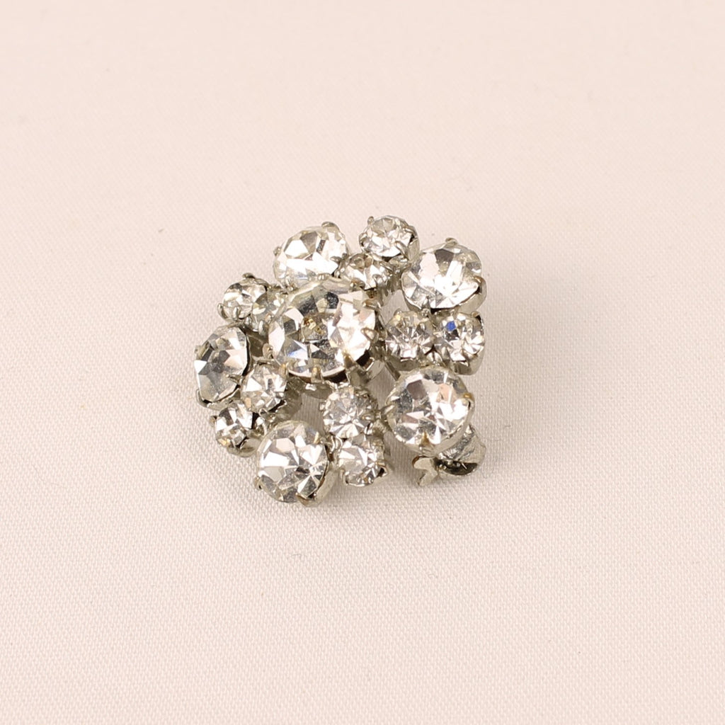 Zilverkleurige Strass Cluster Broche – ca. 1945–1960