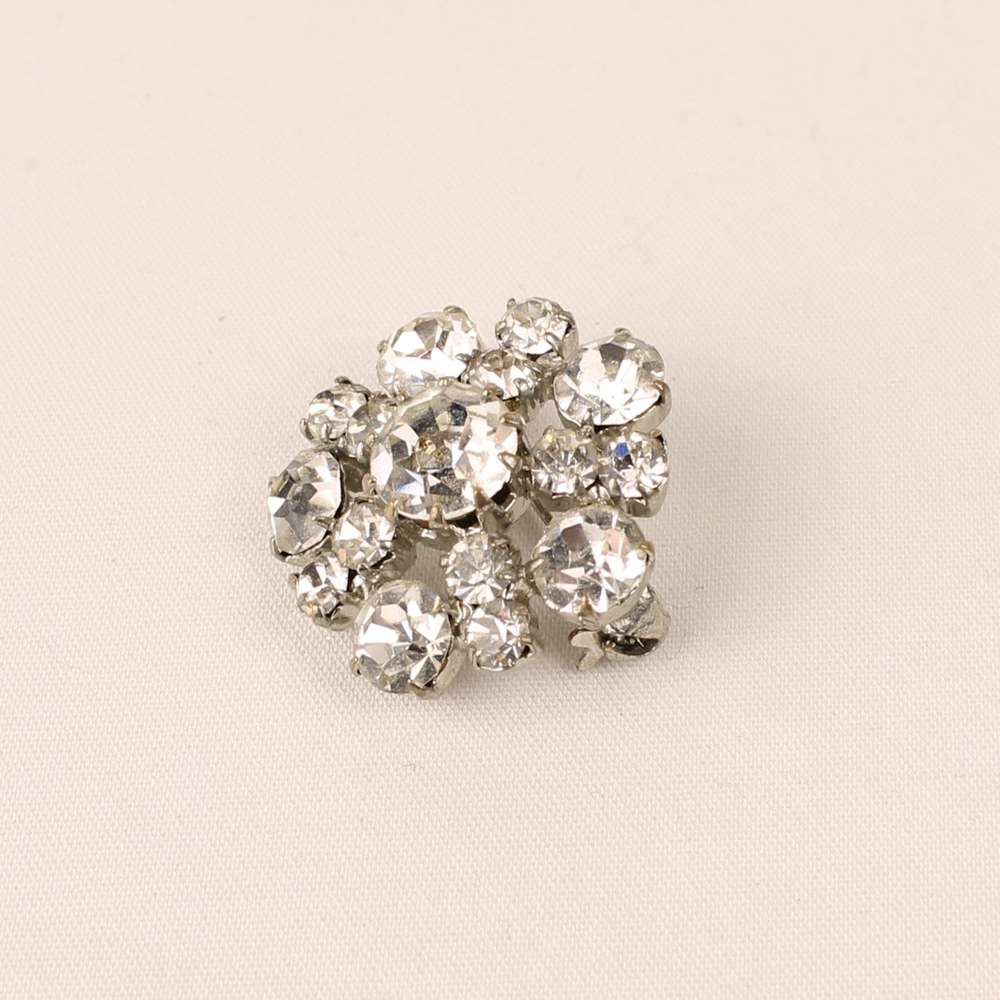 Vintage Silver-Tone Rhinestone Cluster Brooch - circa 1945–1960