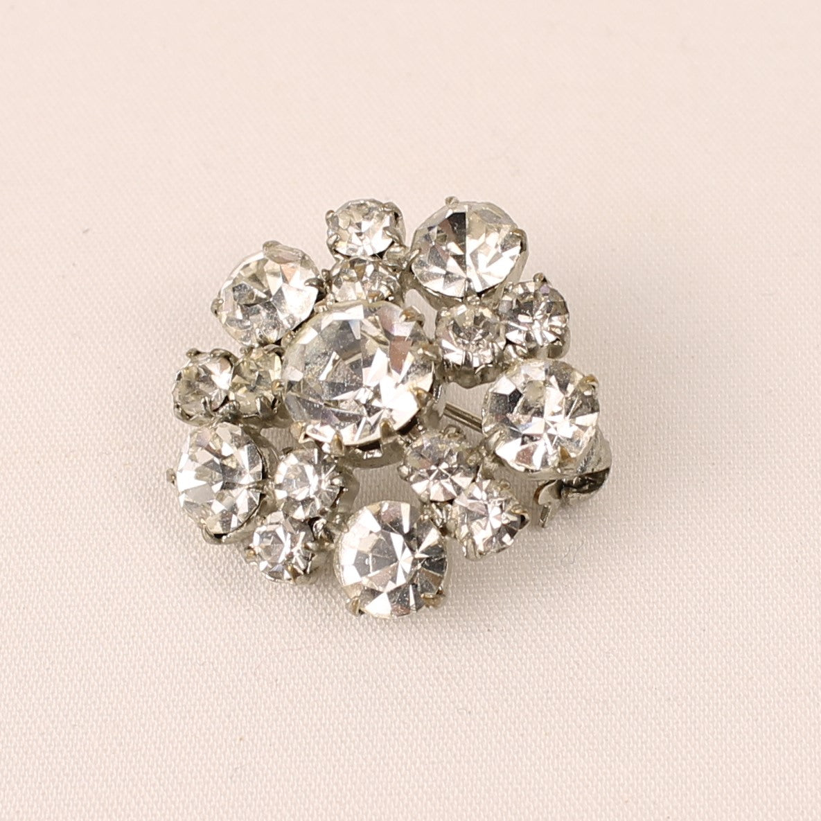 Vintage Silver-Tone Rhinestone Cluster Brooch - circa 1945–1960