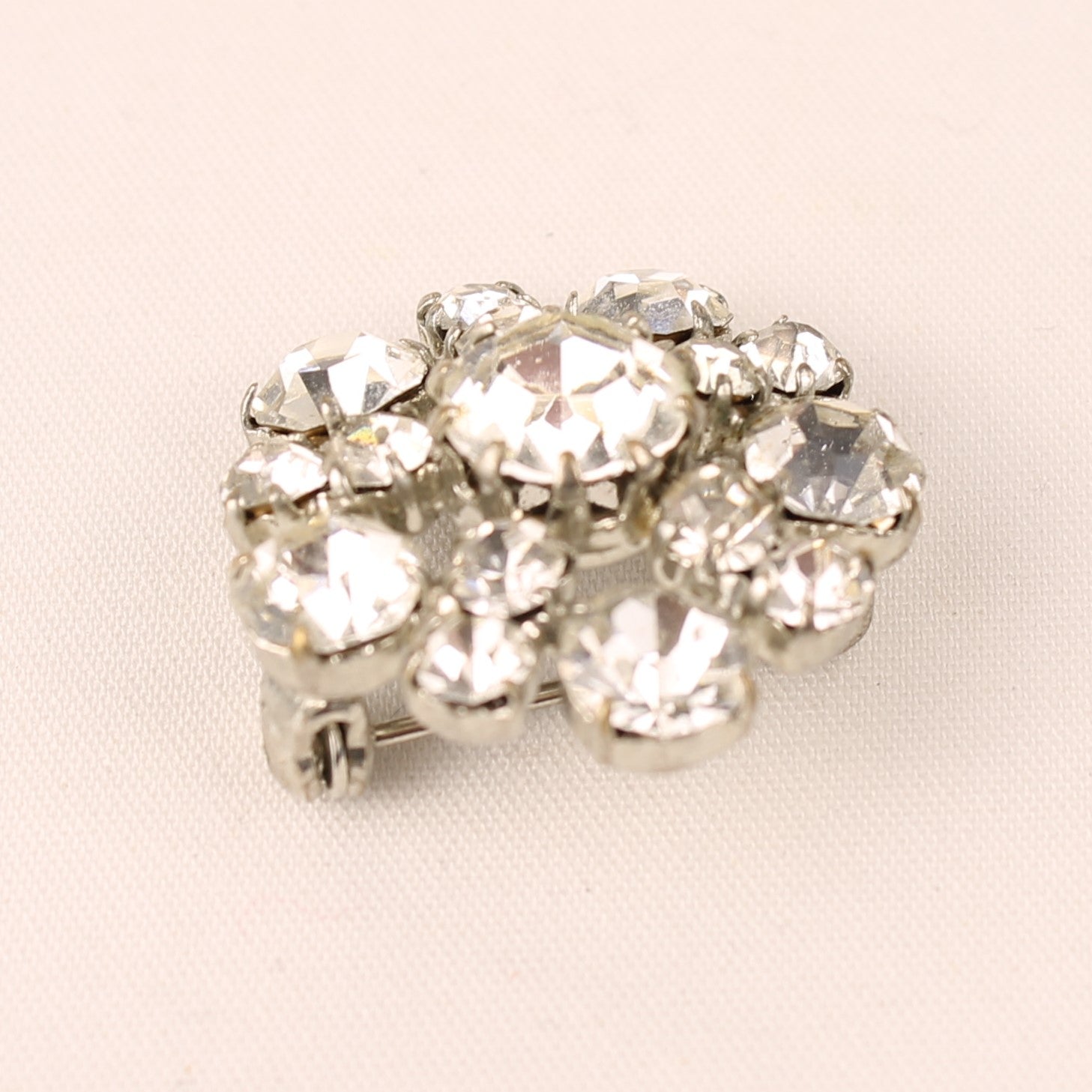 Vintage Silver-Tone Rhinestone Cluster Brooch - circa 1945–1960