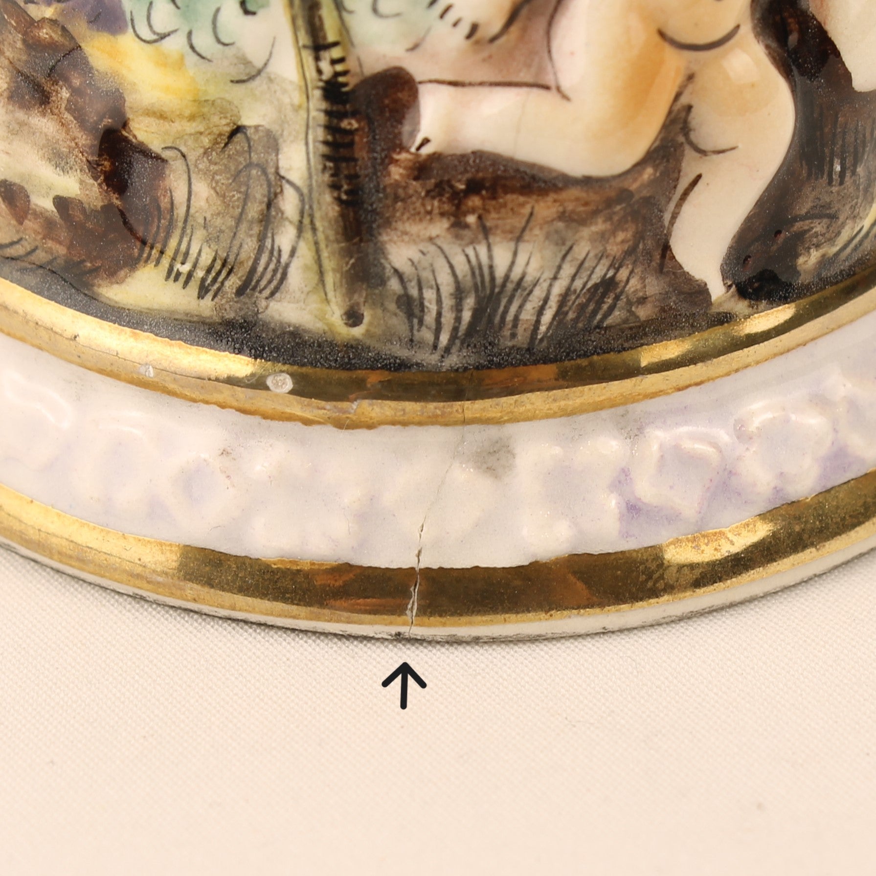 Capodimonte Tafelbel – Putti Decor – Italië ca. 1950–1970