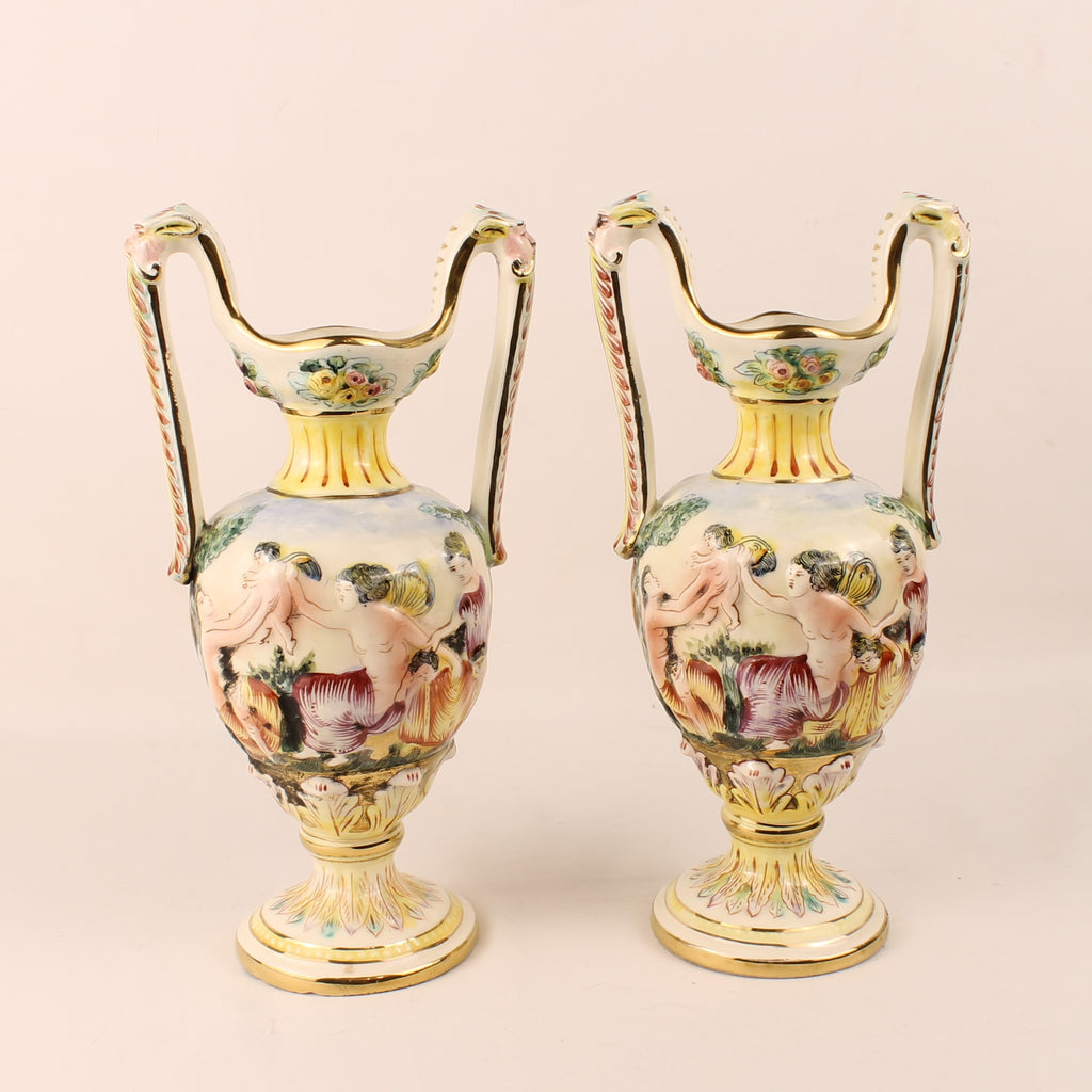 Capodimonte Sieramforen – Mythologisch Decor – Italië ca. 1960–1980 - set van 2
