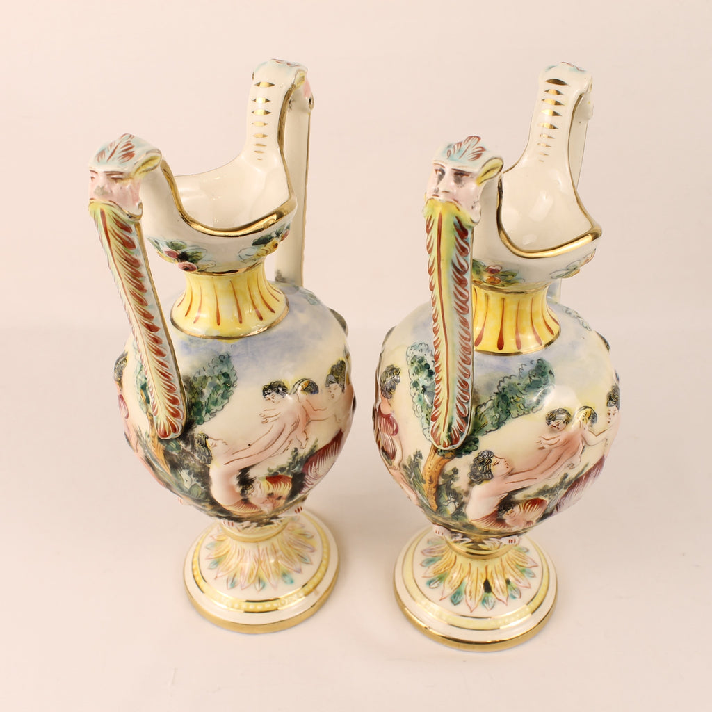 Capodimonte Sieramforen – Mythologisch Decor – Italië ca. 1960–1980 - set van 2