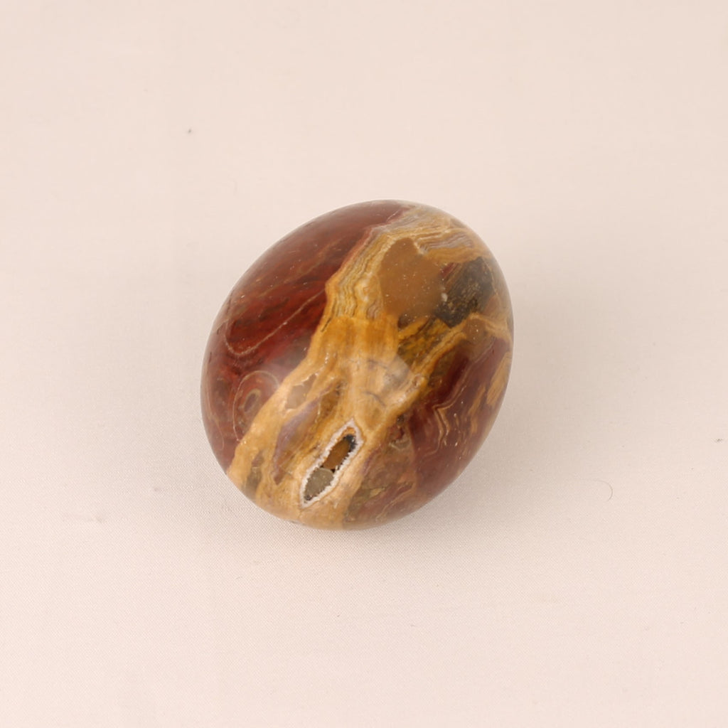 Onyx Natuurstenen Ei 7 cm – Banded Calciet – Roodbruin & Honinggeel