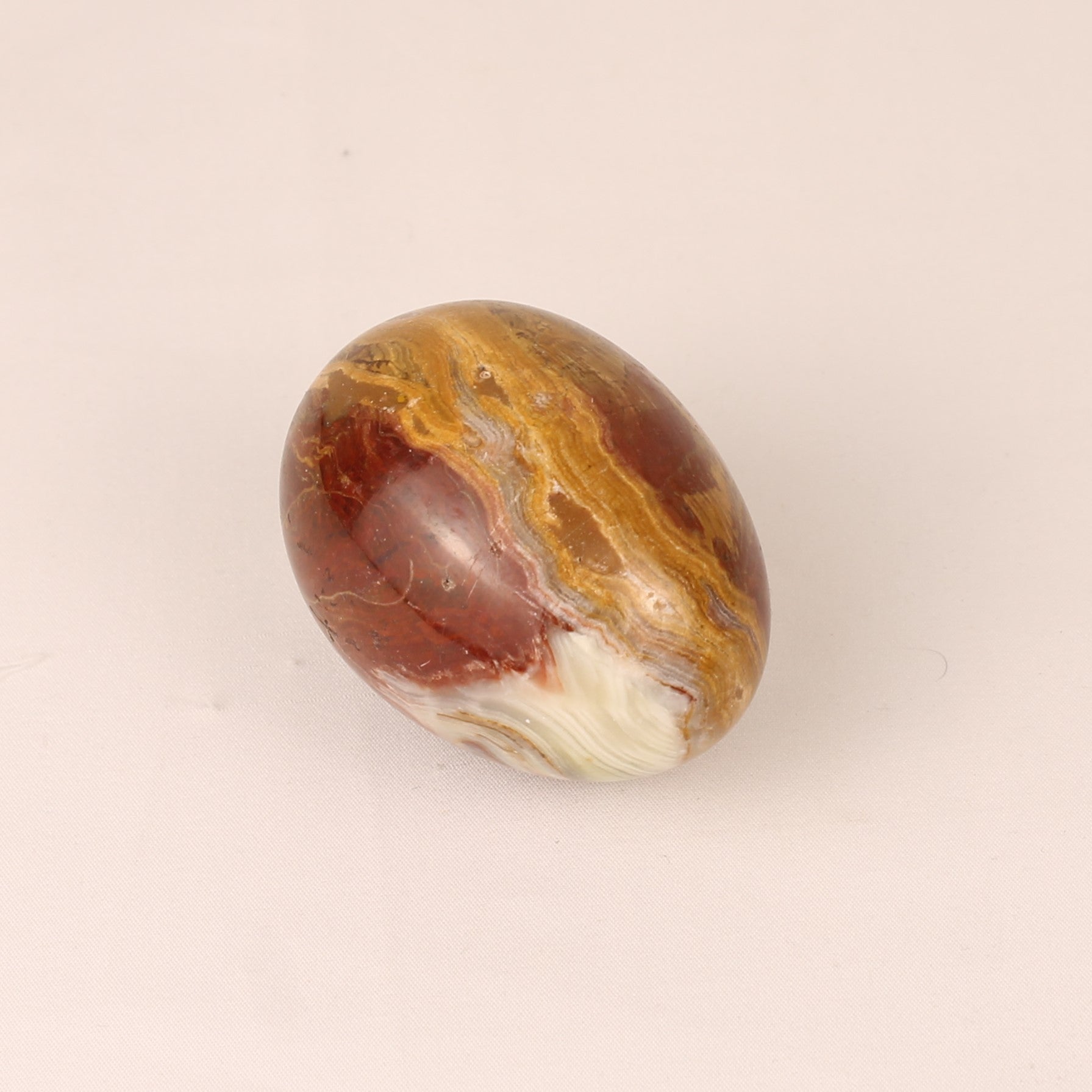 Onyx Natuurstenen Ei 7 cm – Banded Calciet – Roodbruin & Honinggeel