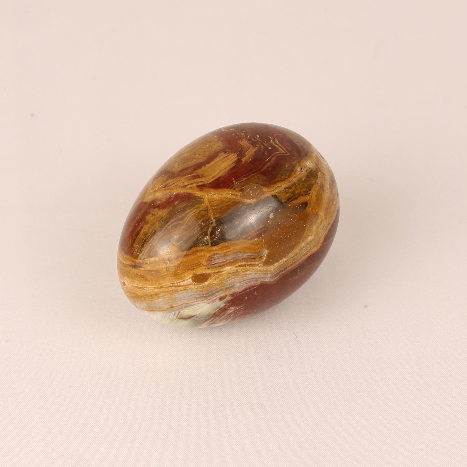 Onyx Natuurstenen Ei 7 cm – Banded Calciet – Roodbruin & Honinggeel