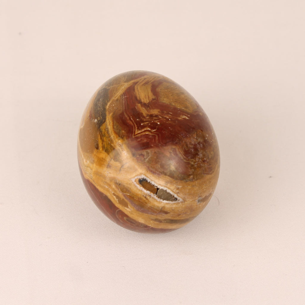 Onyx Natuurstenen Ei 7 cm – Banded Calciet – Roodbruin & Honinggeel