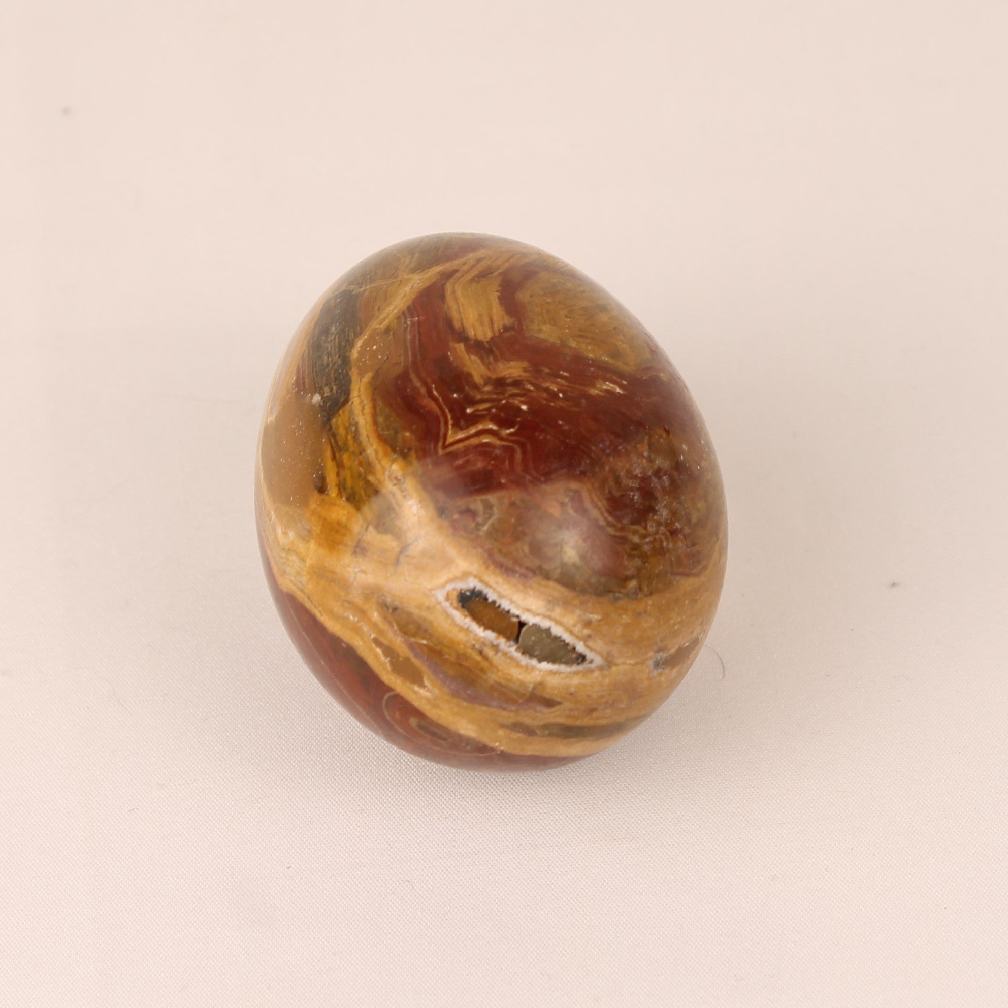 Onyx Natuurstenen Ei 7 cm – Banded Calciet – Roodbruin & Honinggeel