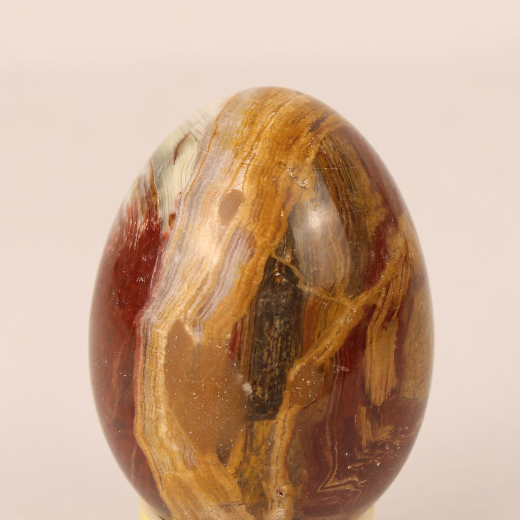 Onyx Natuurstenen Ei 7 cm – Banded Calciet – Roodbruin & Honinggeel